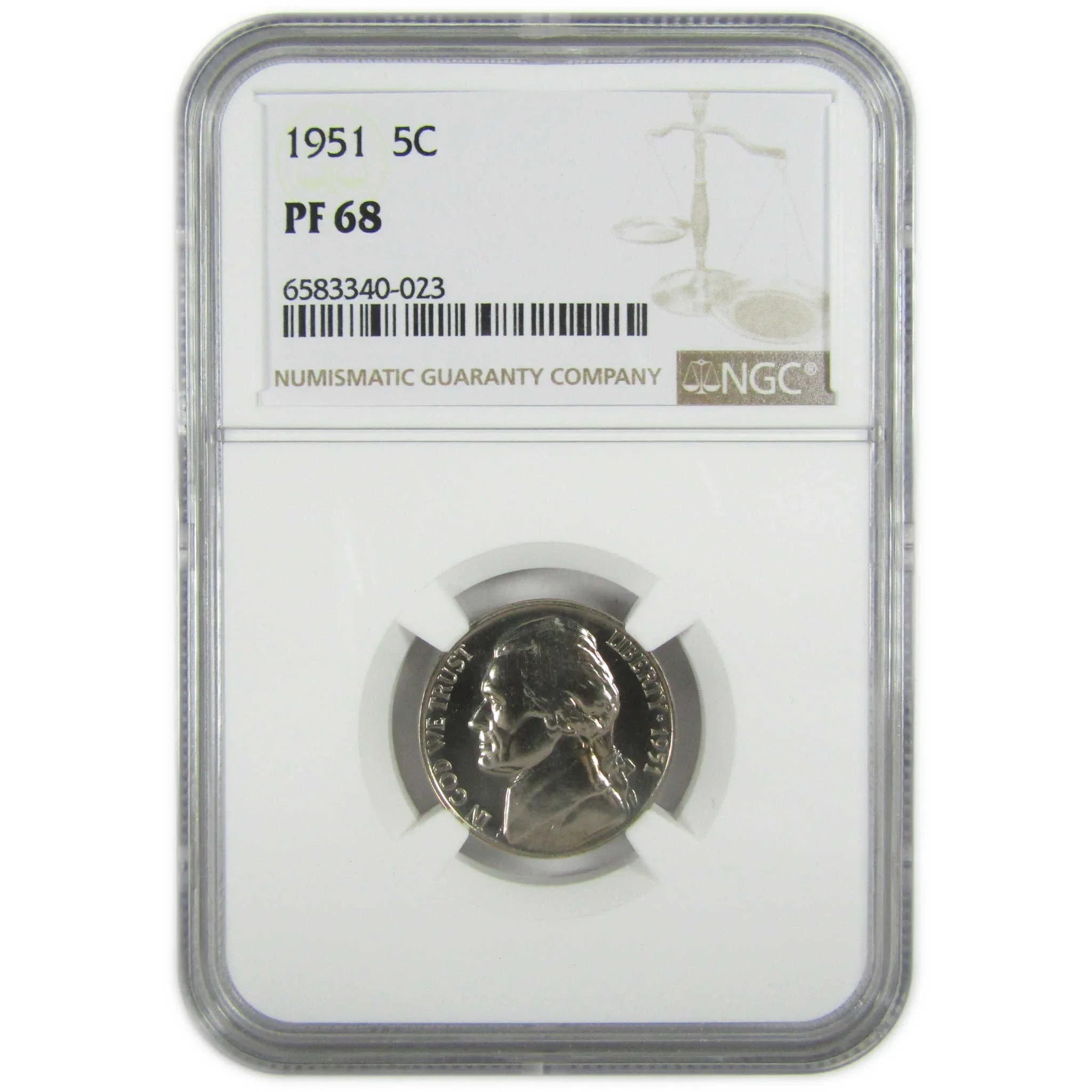 1951 Jefferson Nickel PF 68 NGC Proof 5c Coin Collectible SKU:I27339