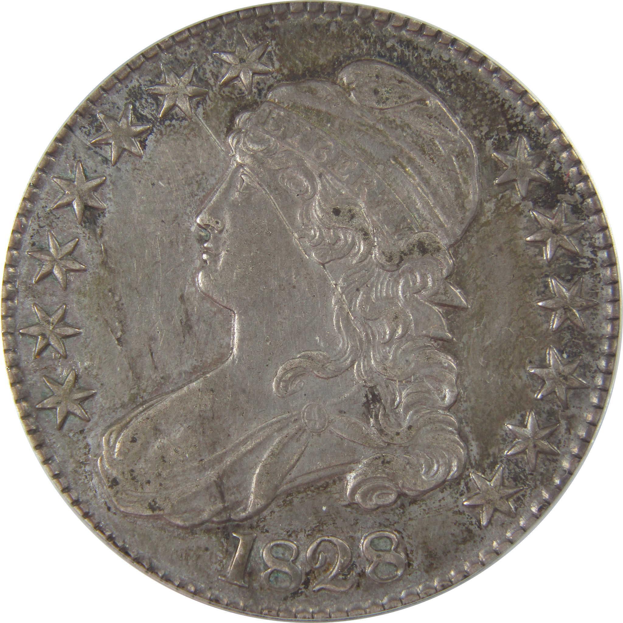 1828 Curl Base No Knob 2 Capped Bust AU 55 Details ANACS SKU:CPC1173
