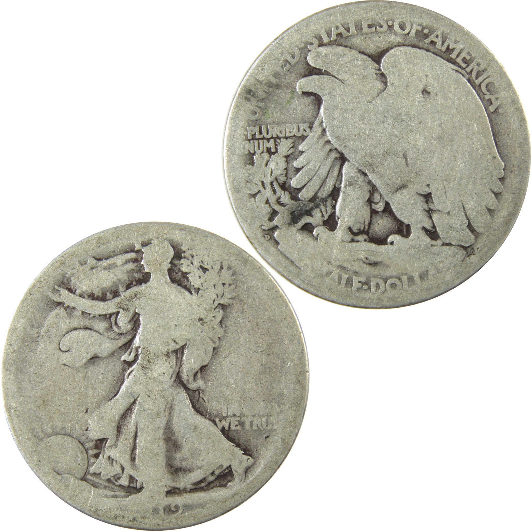 1919 D Liberty Walking Silver Half Dollar AG About Good SKU:CP1423