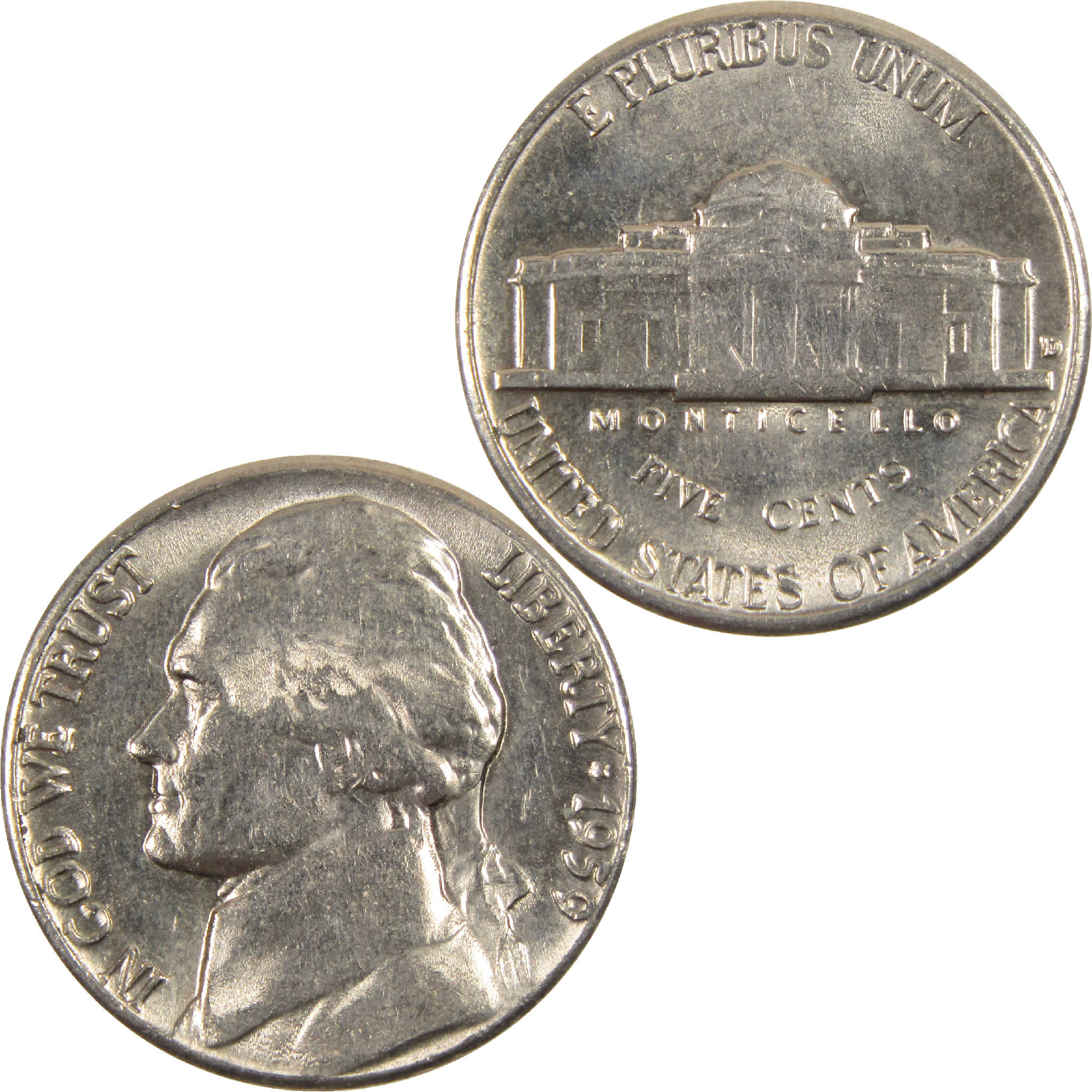 1959 D Jefferson Nickel Circulated 5c Coin Collectible