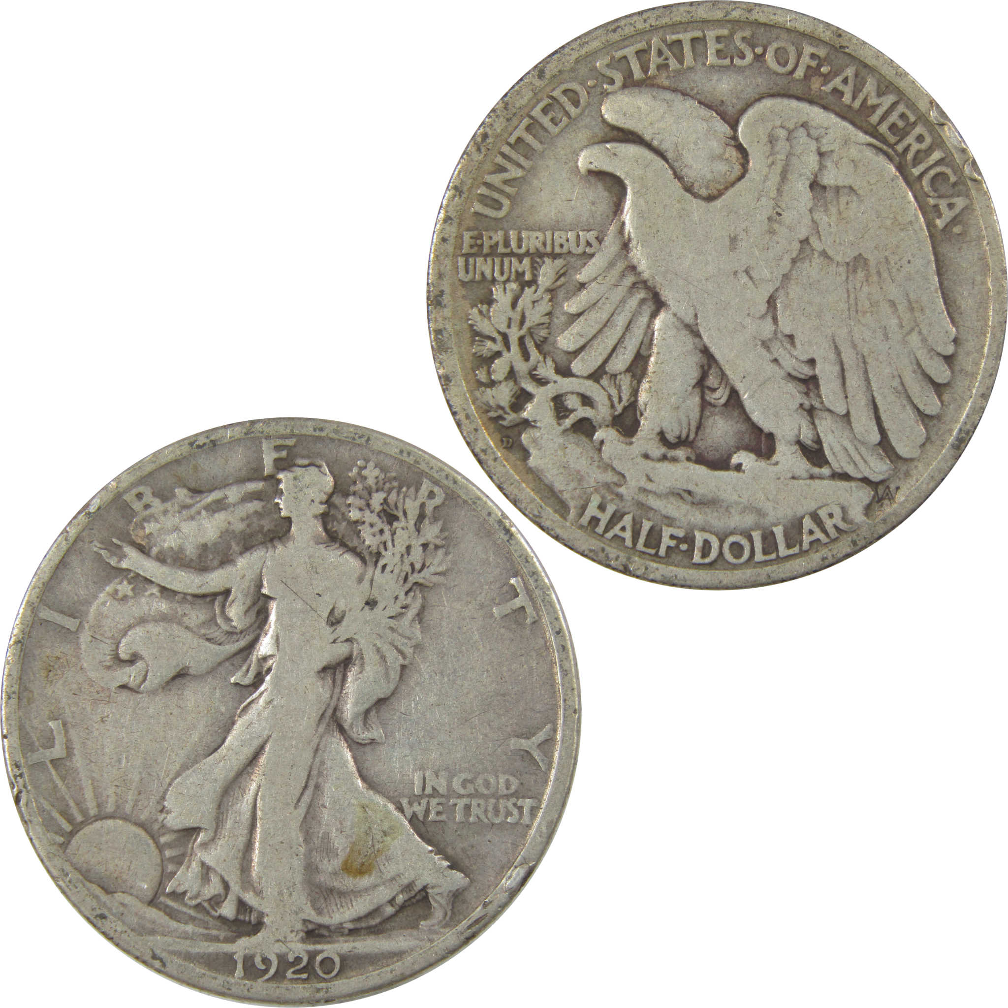 1920 D Liberty Walking Silver Half Dollar VG Very Good Coin SKU:I24155