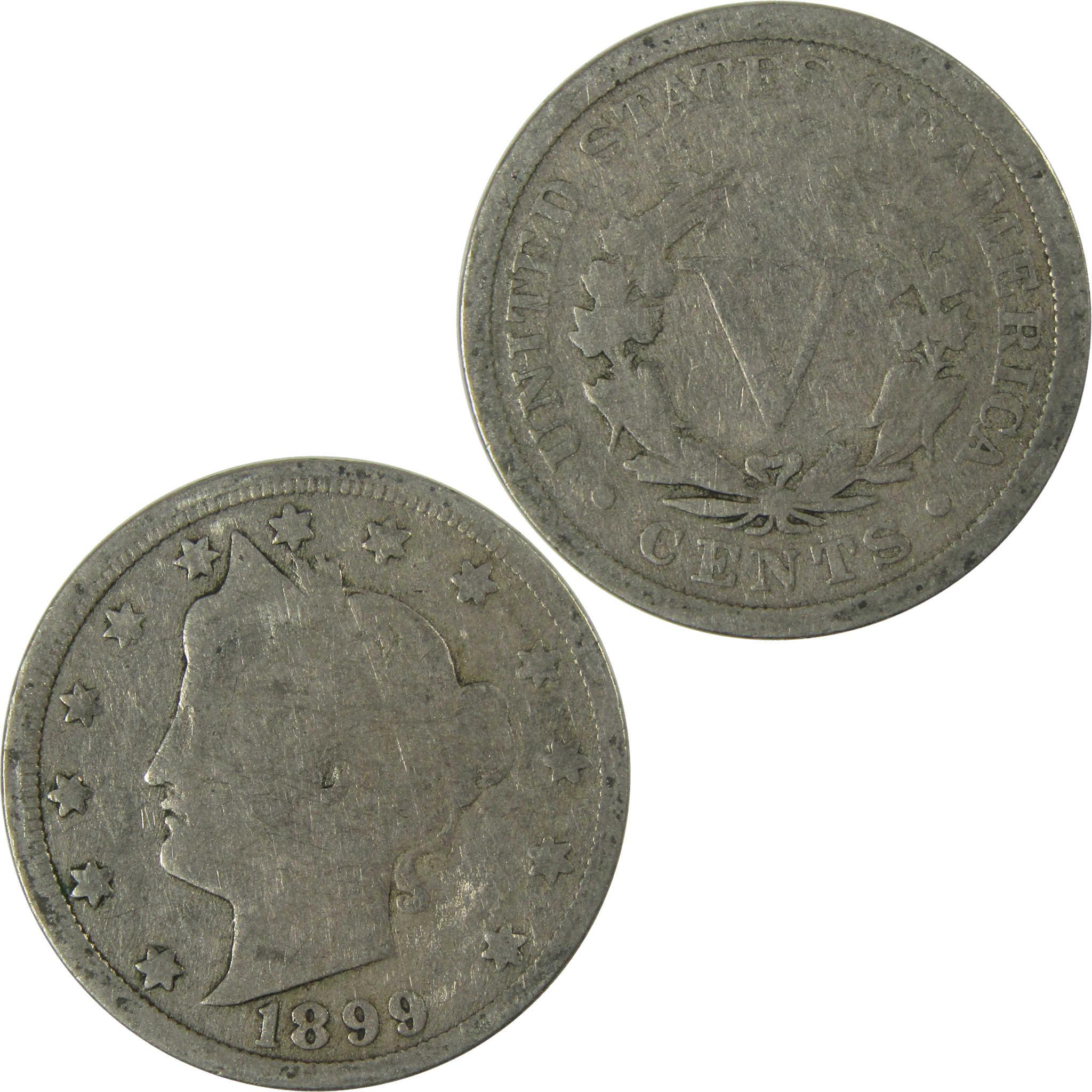 1899 Liberty Head V Nickel G Good 5c Coin Collectible SKU:I26741