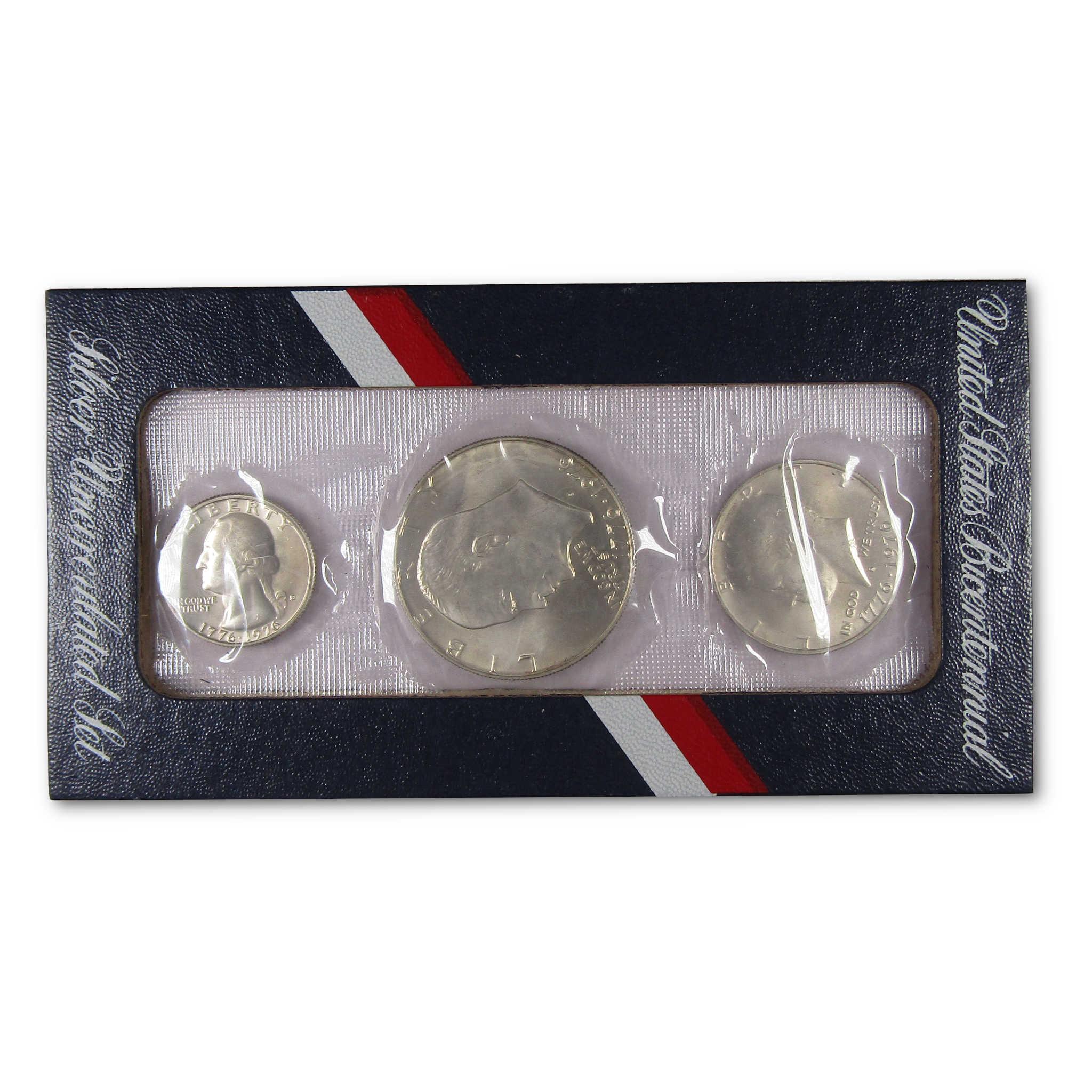United States Bicentennial coin set with three silver coins in original packaging