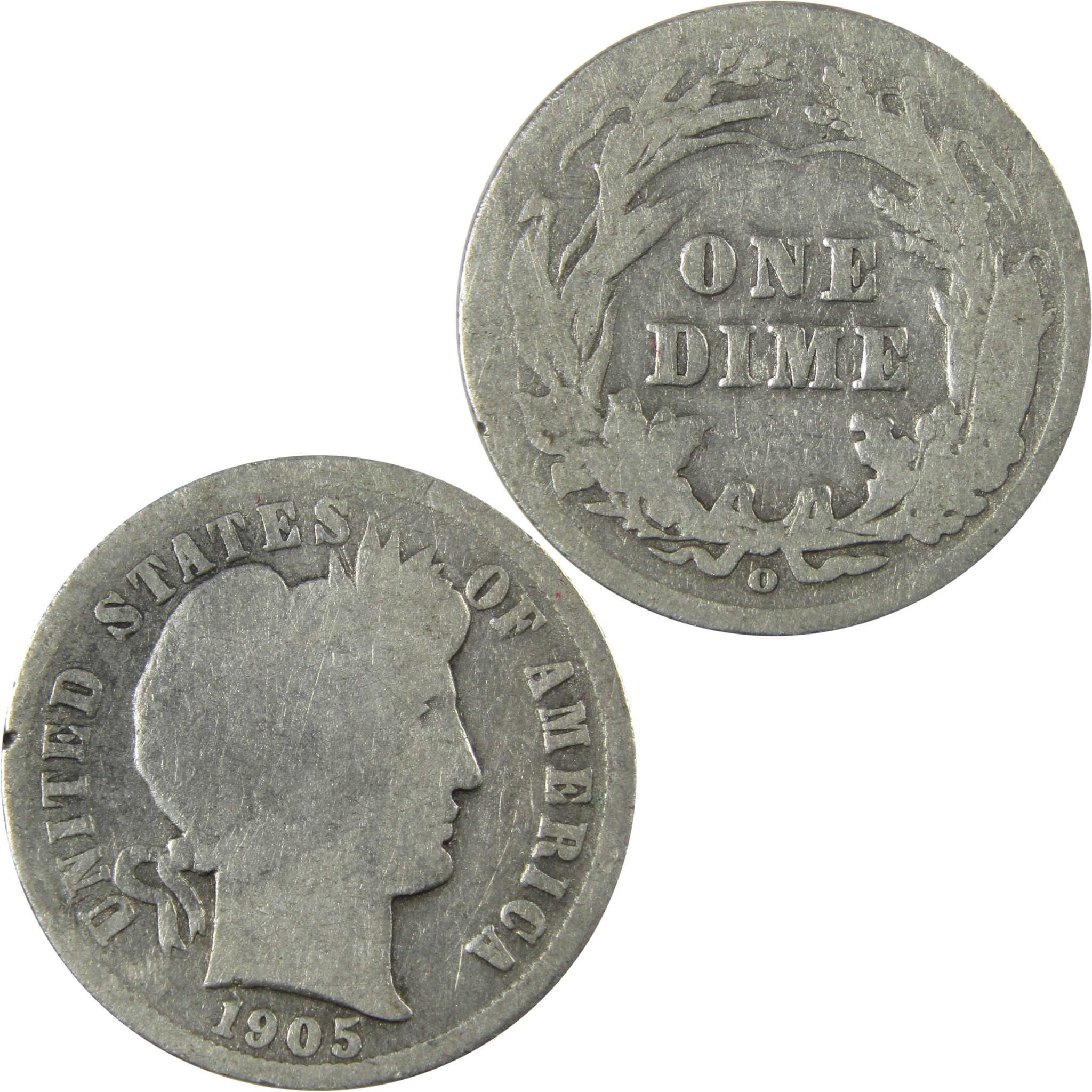 1905 O Micro O Barber Silver Dime G Good Details 10c Coin SKU:I26630