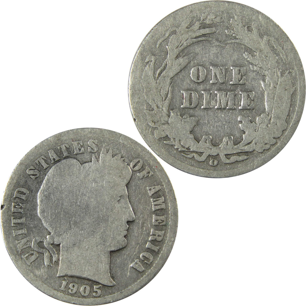 1905 O Micro O Barber Silver Dime G Good Details 10c Coin SKU:I26630
