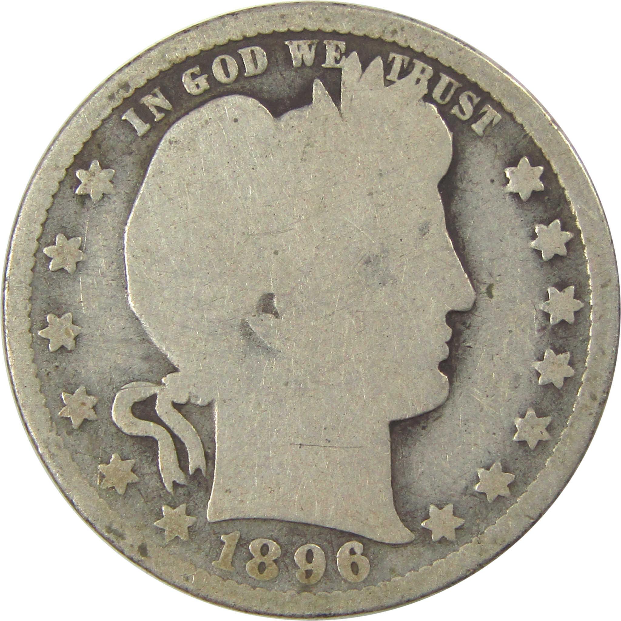 1896 O Barber Quarter G Good Silver 25c Coin SKU:I21859
