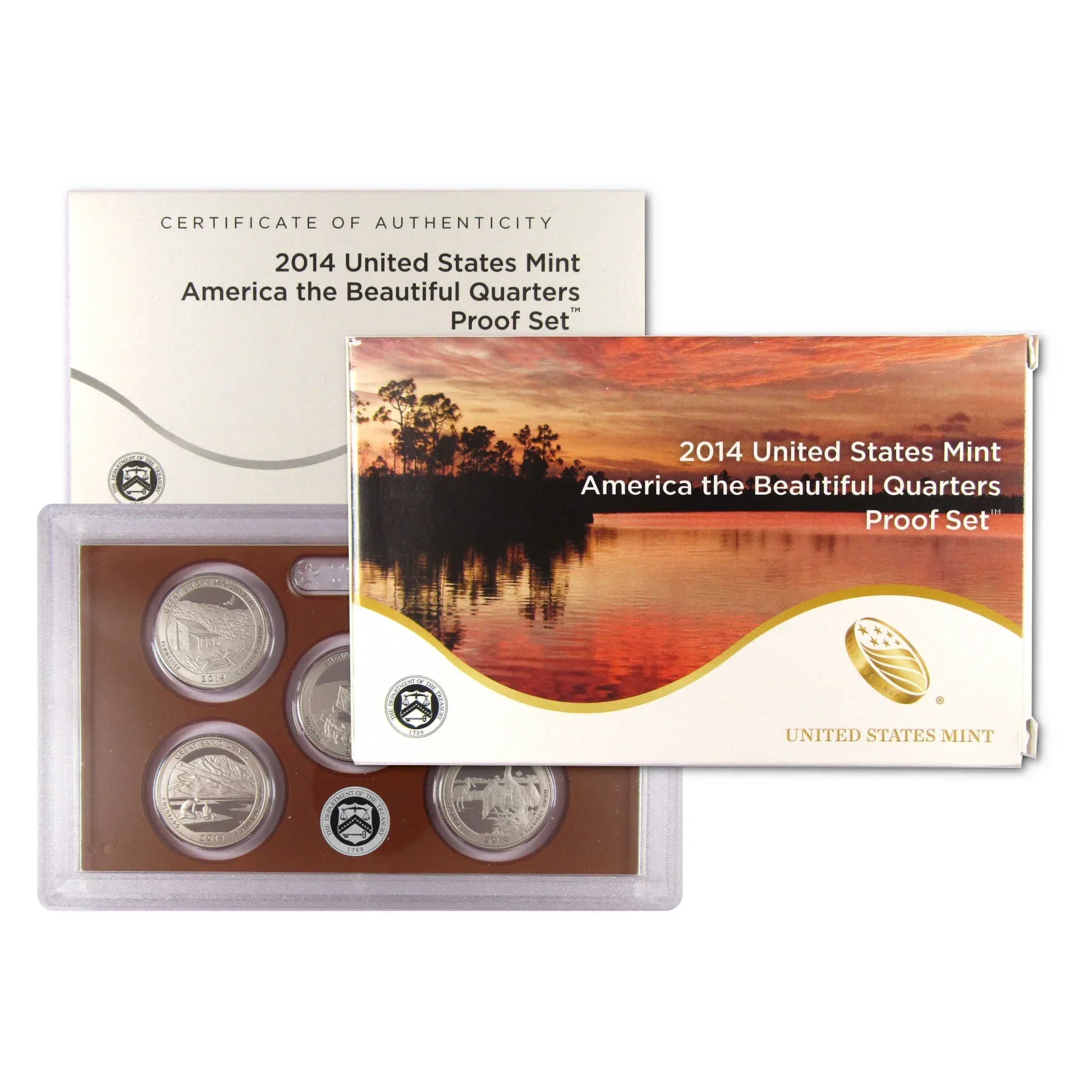 2014 United States Mint America the Beautiful Quarters proof set with certificate.
