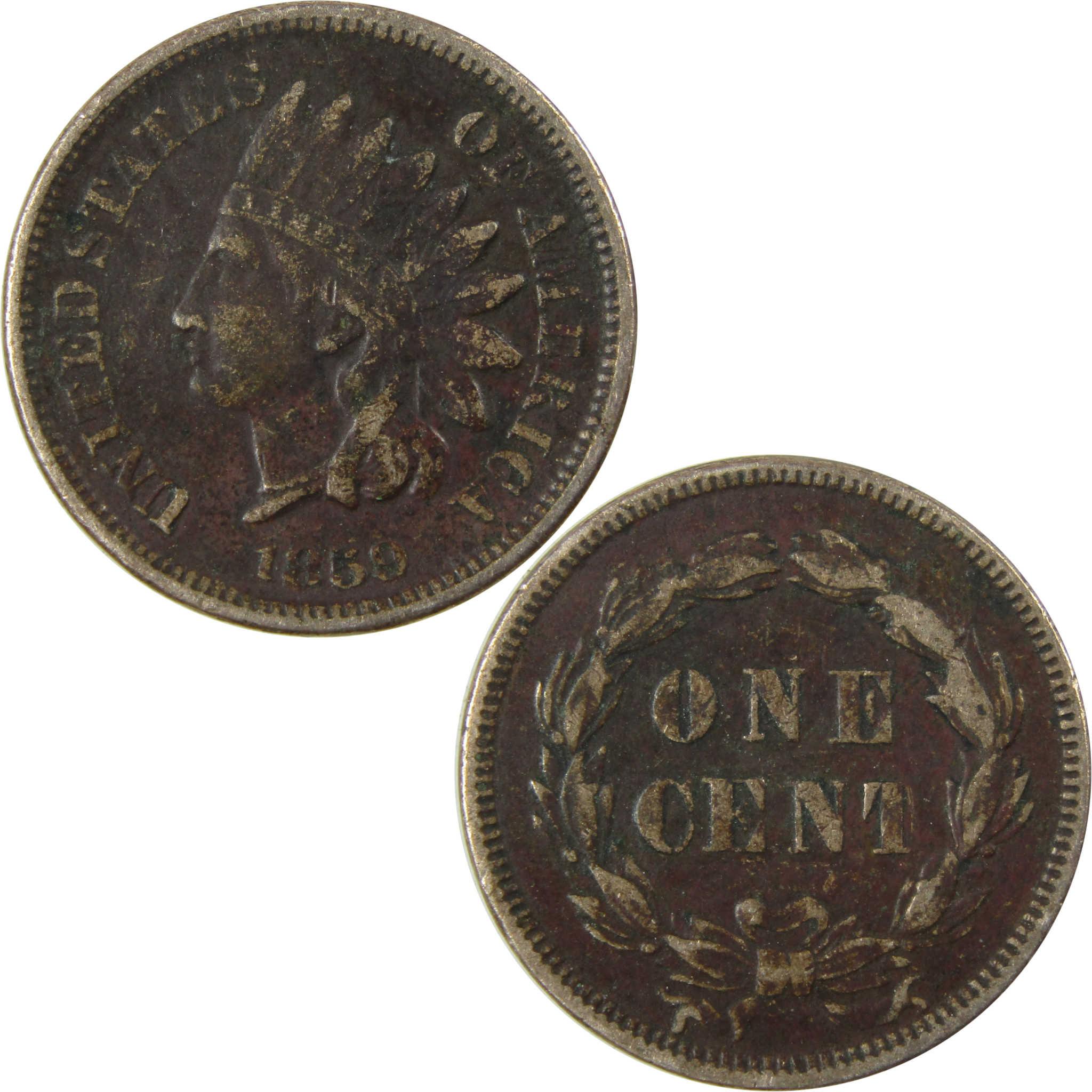 1859 Indian Head Cent VF Very Fine Details Penny 1c Coin SKU:CP1175