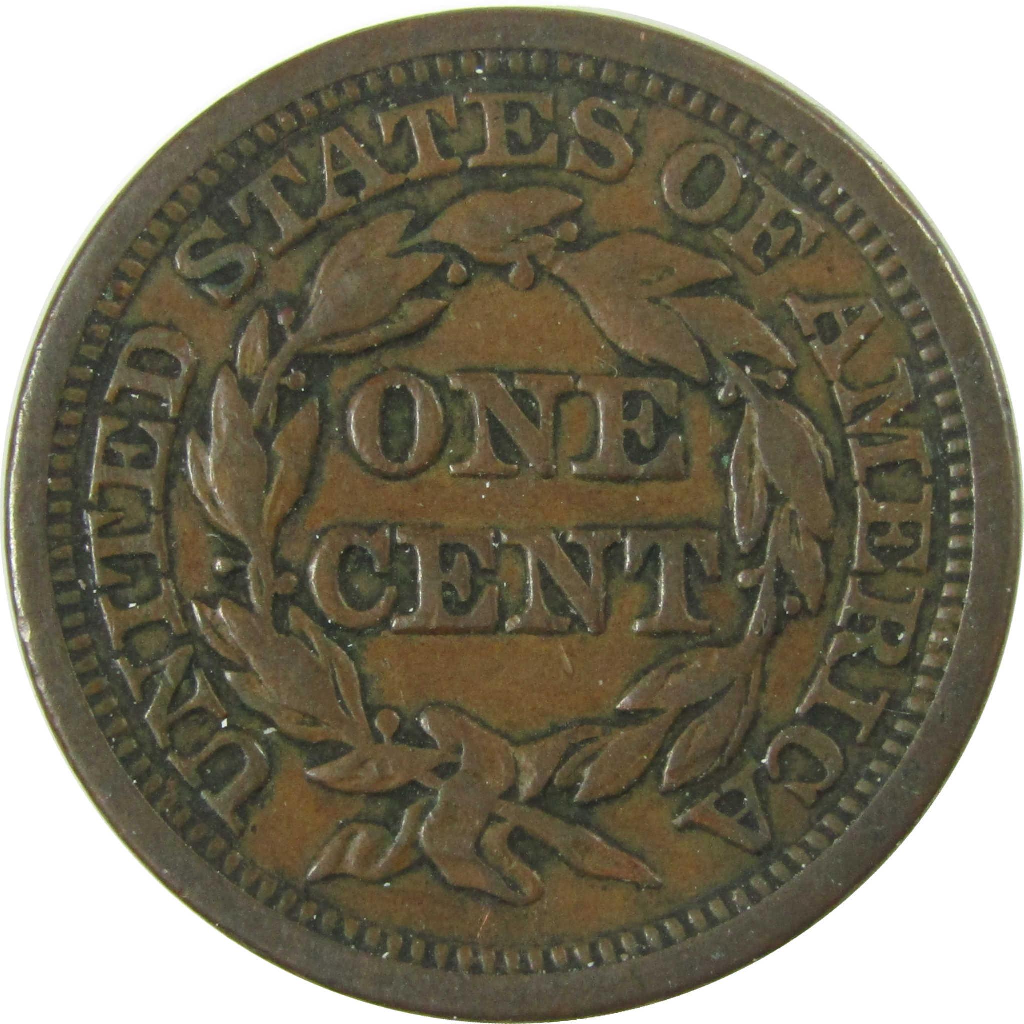 1848 Braided Hair Copper Large Cent F Fine Penny 1c Coin SKU:I27861