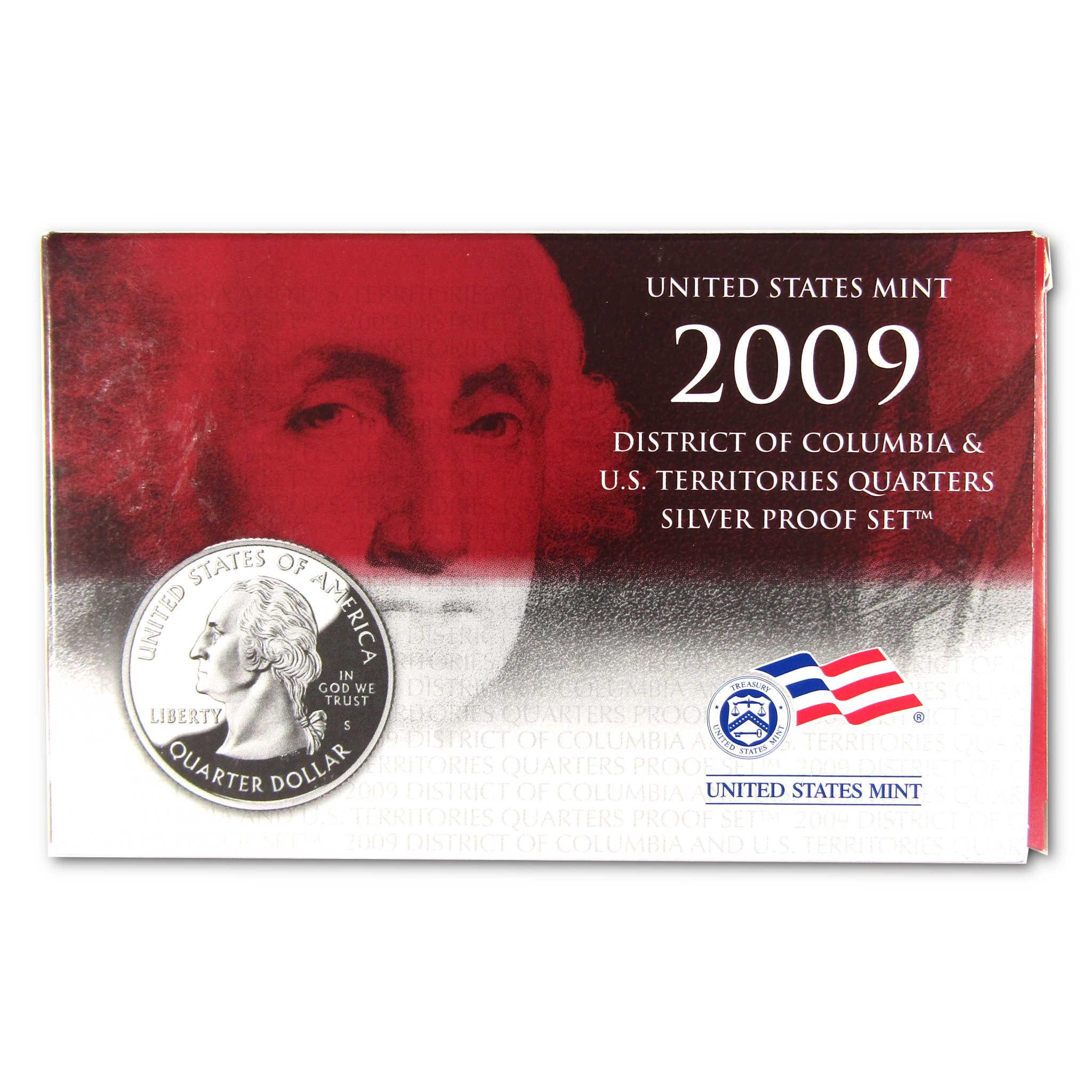 2009 US Mint District of Columbia and US Territories Quarters Silver Proof Set box