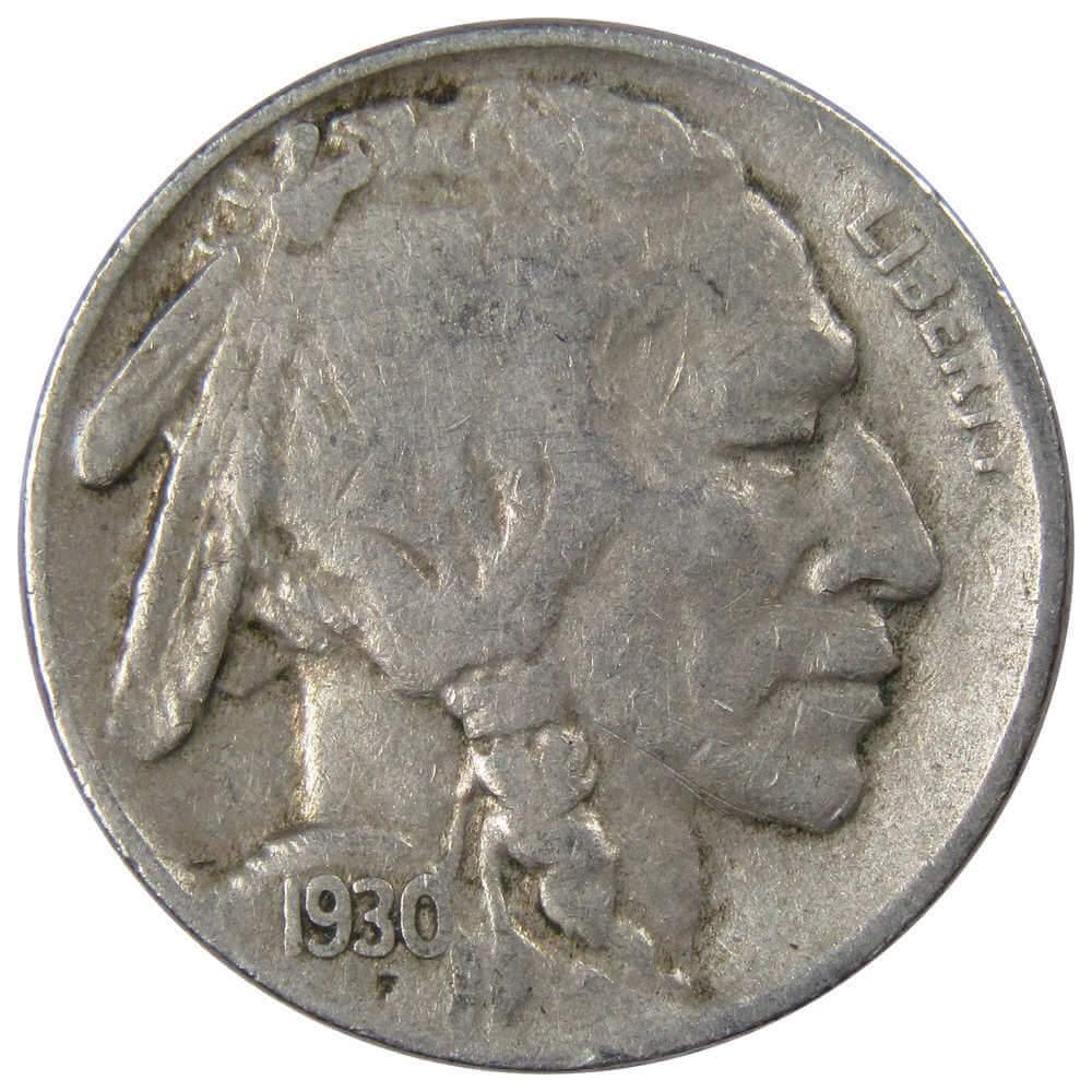 1930 S Indian Head Buffalo Nickel F Fine 5c Coin Collectible