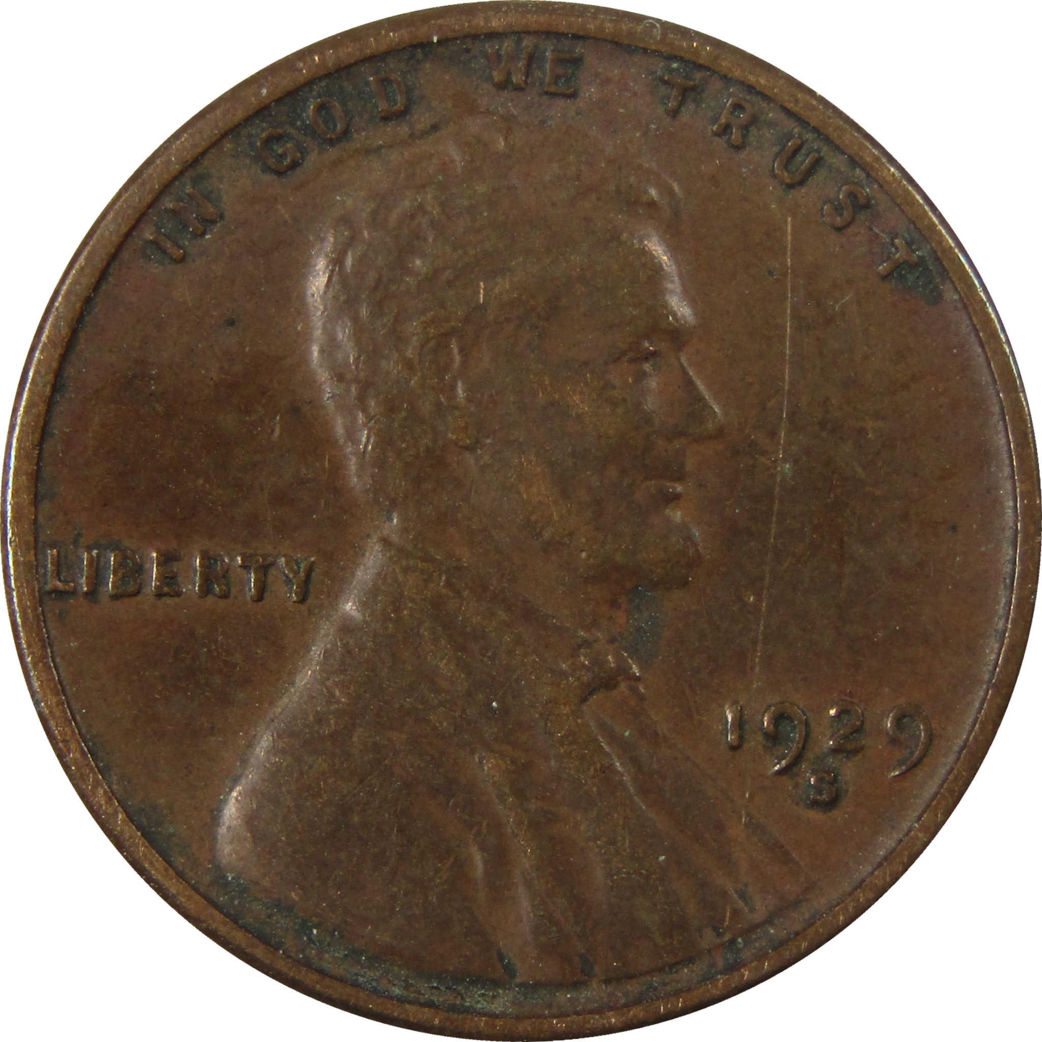 1929 S Lincoln Wheat Cent VF Very Fine Penny 1c Coin SKU:I27207