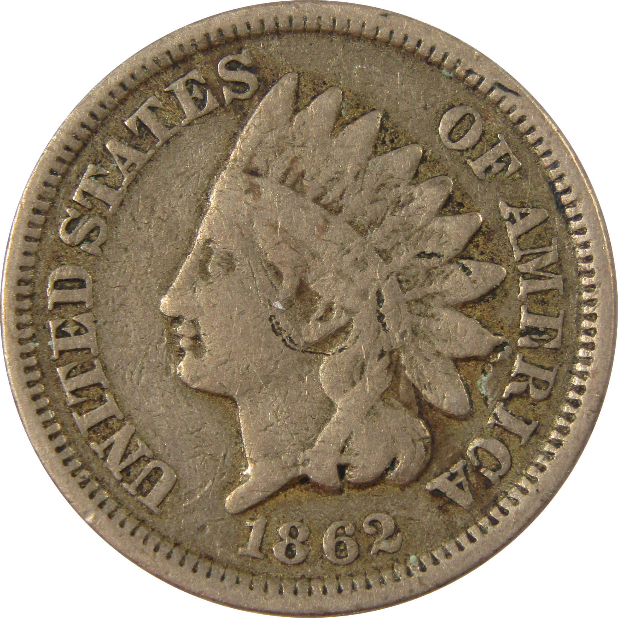 1862 Indian Head Cent G Good Details Penny 1c Coin SKU:CP1251