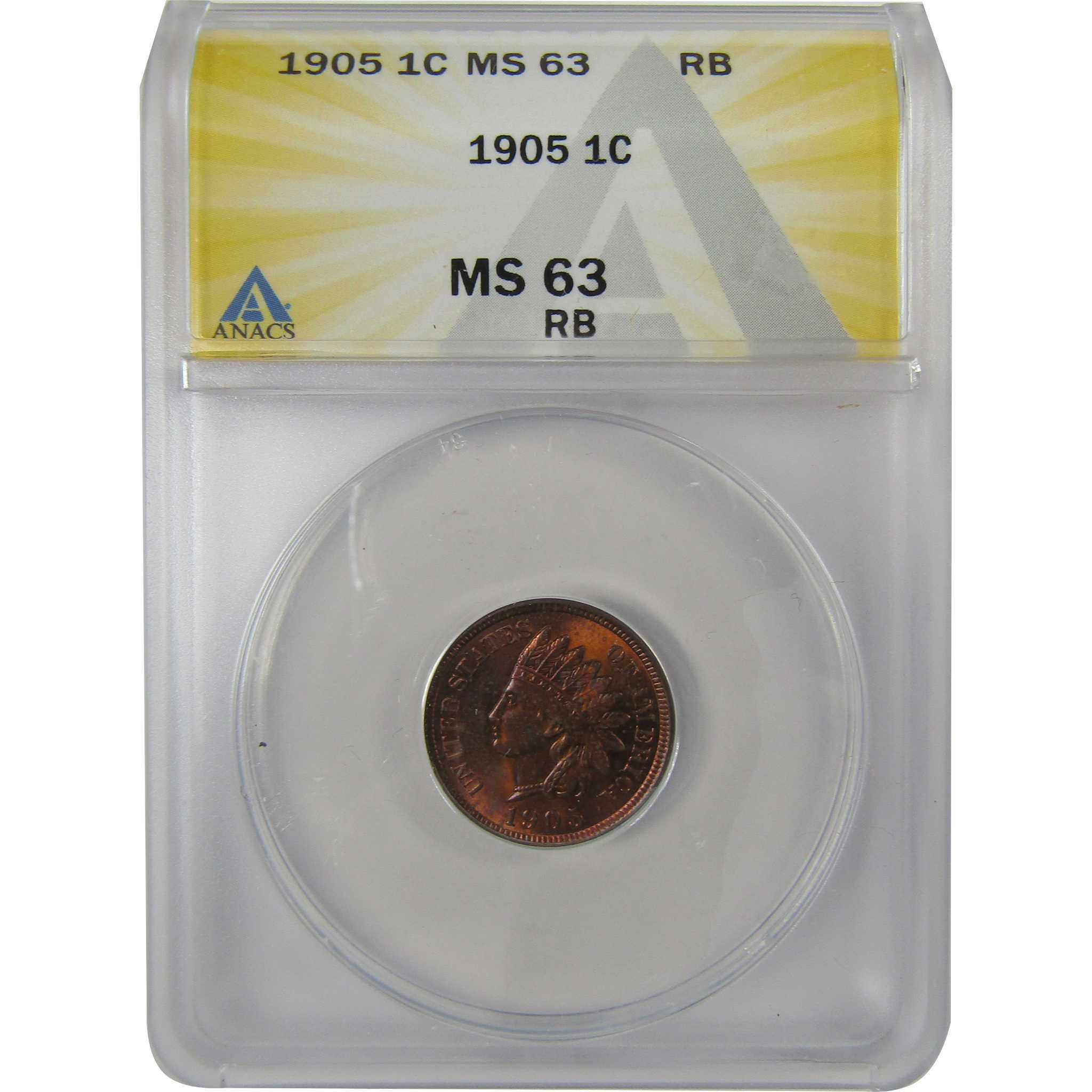1905 Indian Head Cent MS 63 RB ANACS Penny Uncirculated SKU:I23013