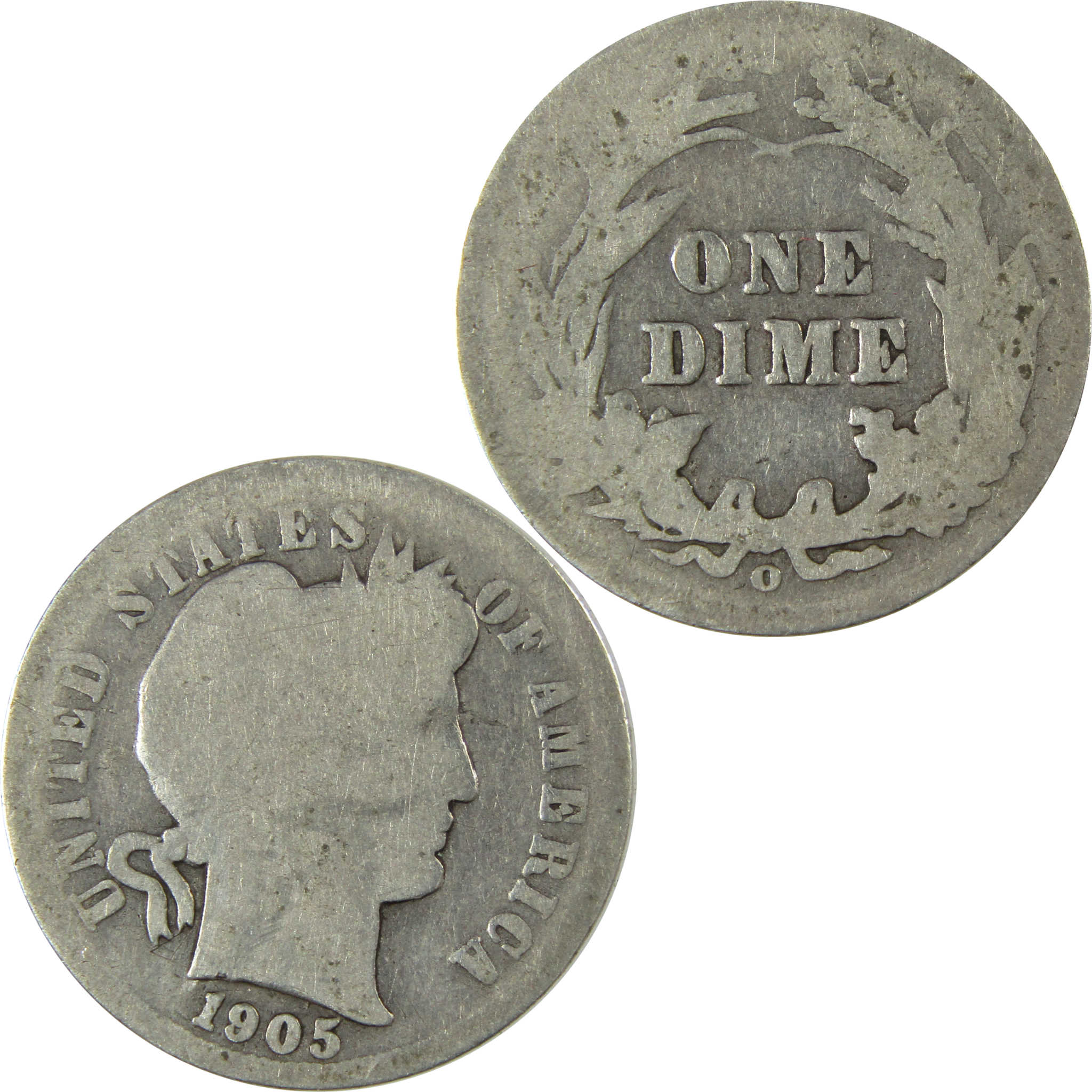 1905 O Micro O Barber Silver Dime AG About Good Details SKU:I26618