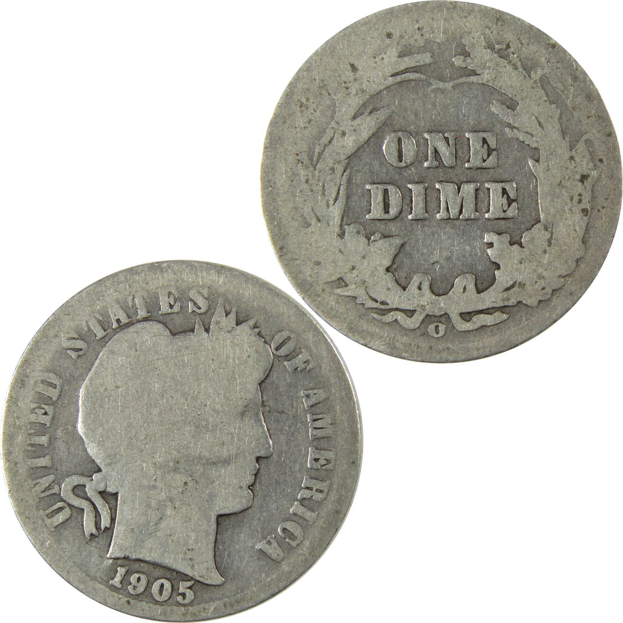 1905 O Micro O Barber Silver Dime AG About Good Details SKU:I26618