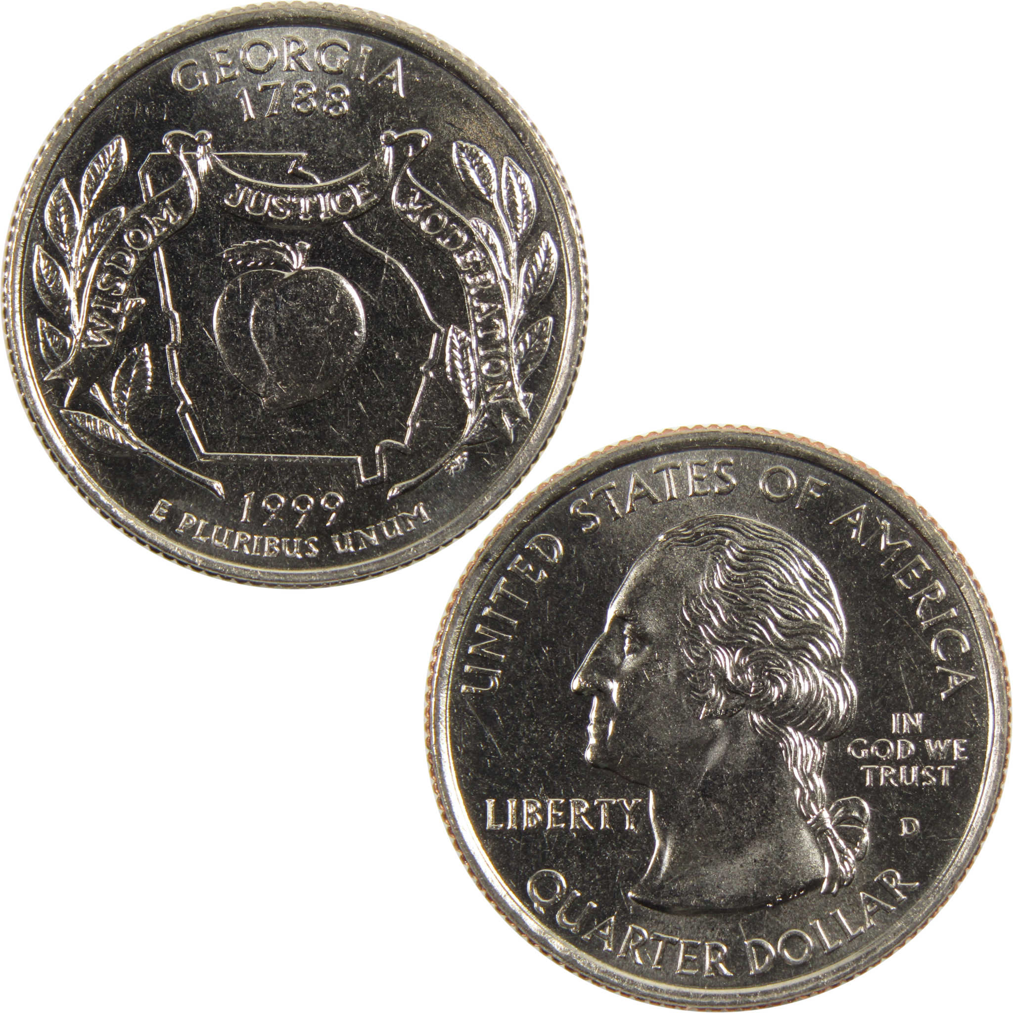 1999 D Georgia State Quarter BU Uncirculated Clad 25c Coin