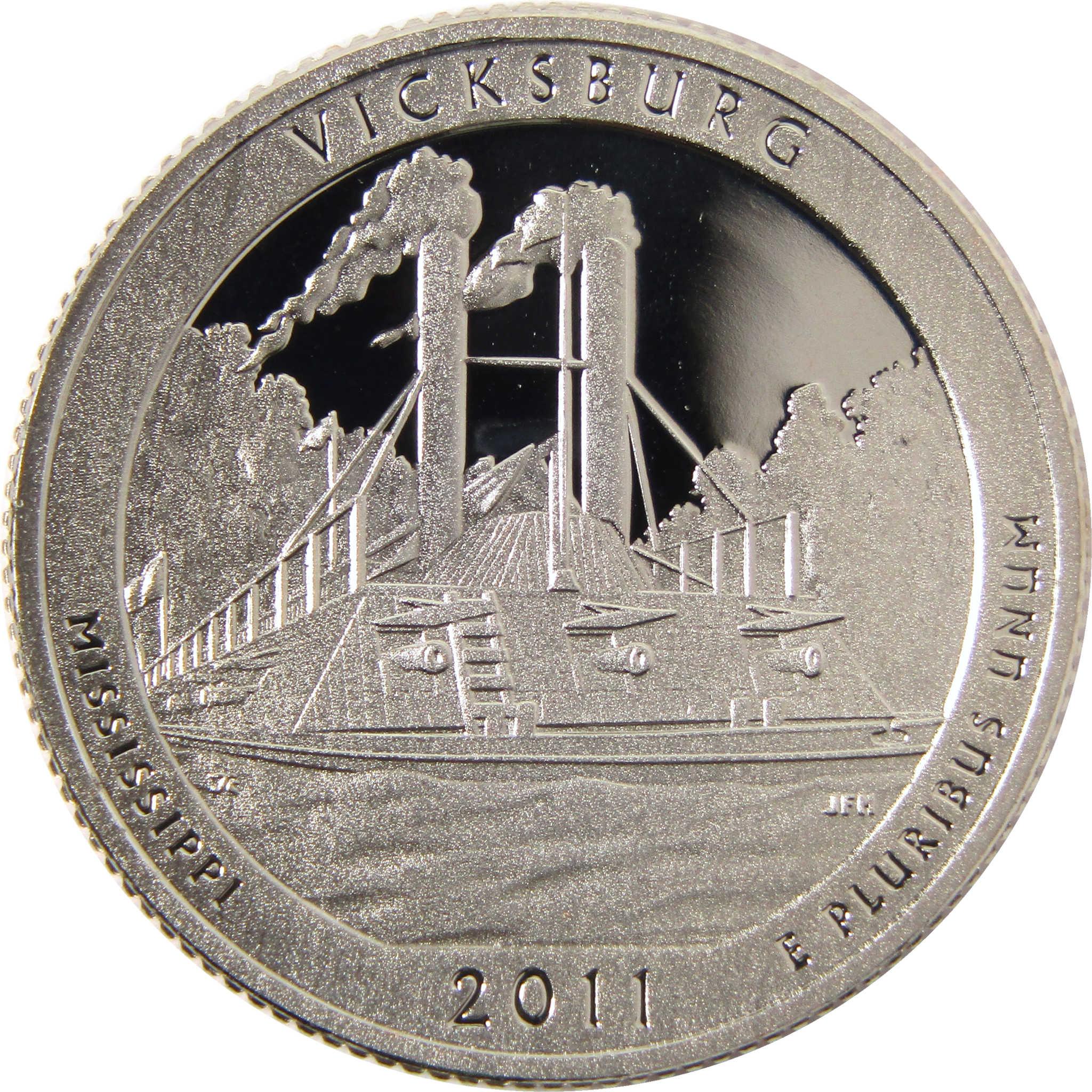 2011 Mississippi Vicksburg collectible coin featuring a steamboat engraving