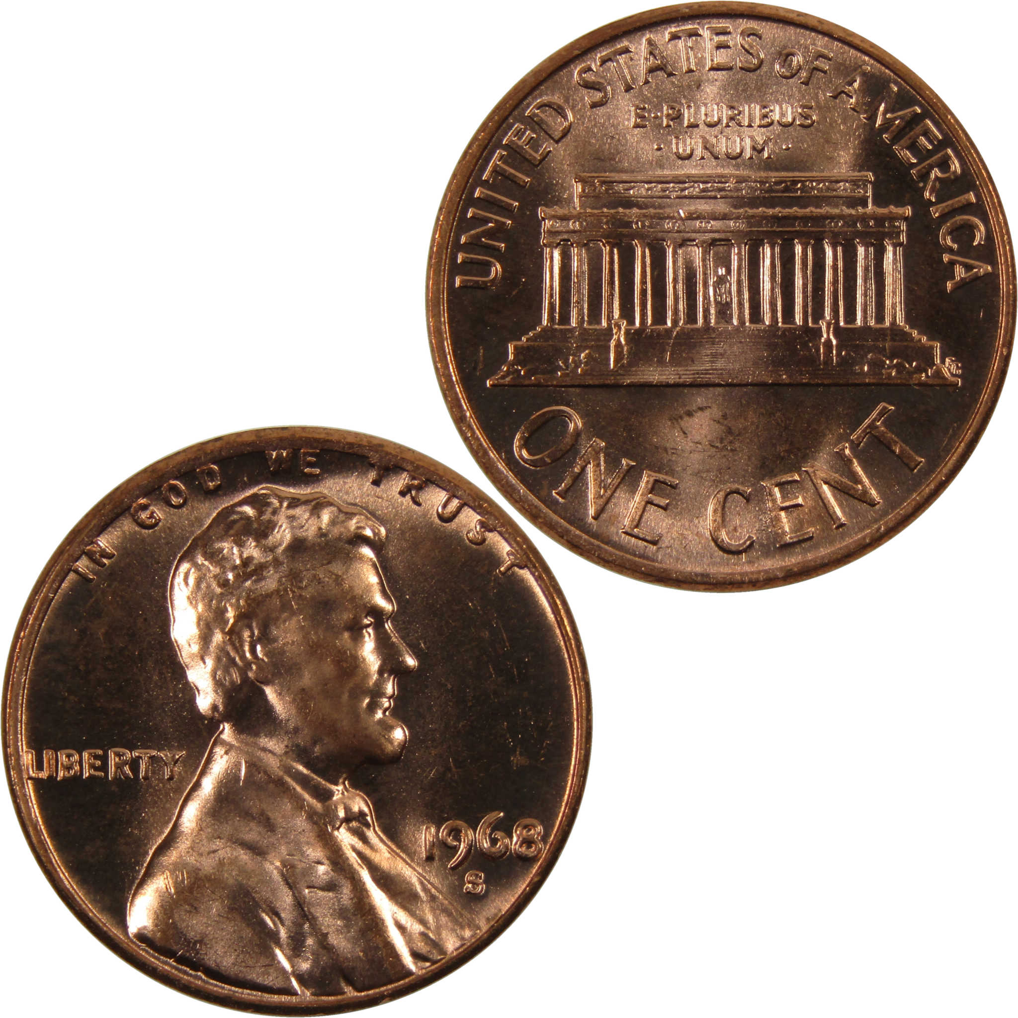 1968 S Lincoln Memorial Cent BU Uncirculated Penny 1c Coin