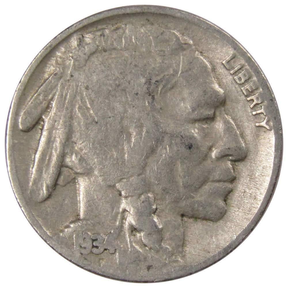 1934 Indian Head Buffalo Nickel VG Very Good 5c Coin Collectible