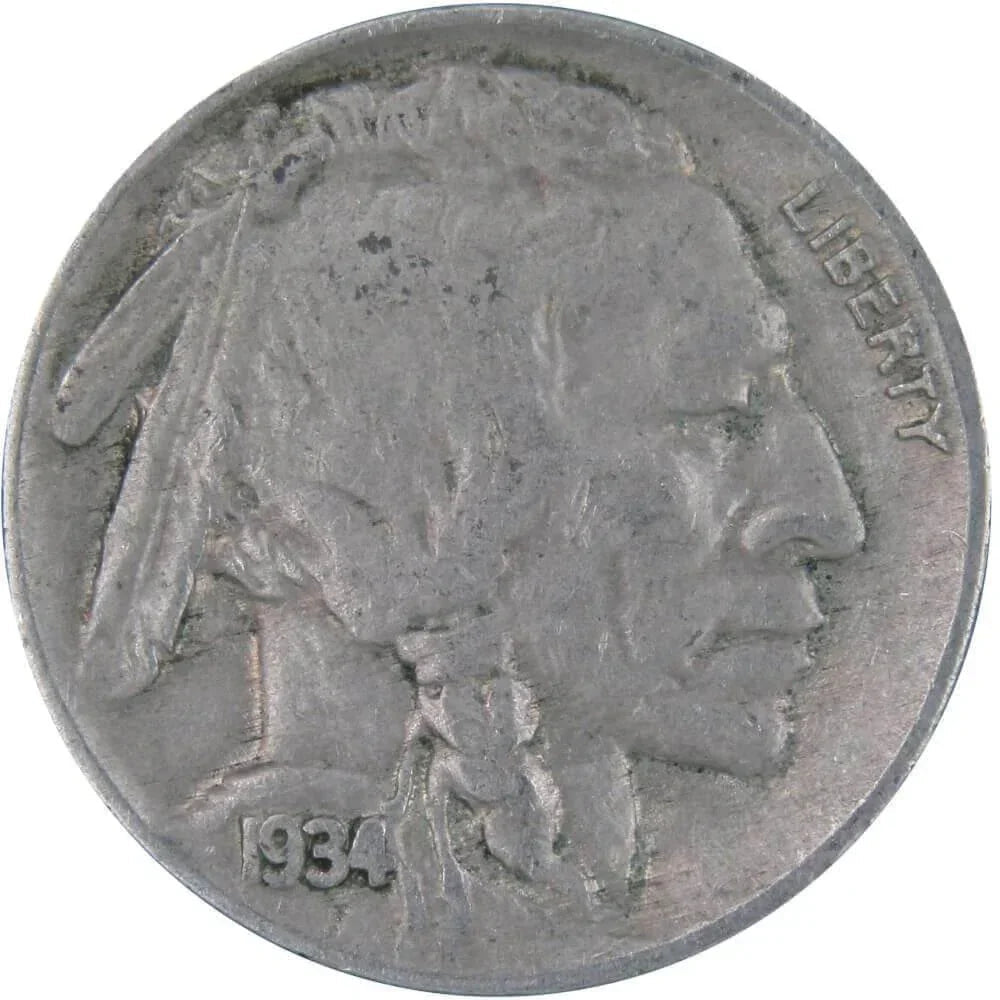 1934 Indian Head Buffalo Nickel VF Very Fine 5c Coin Collectible