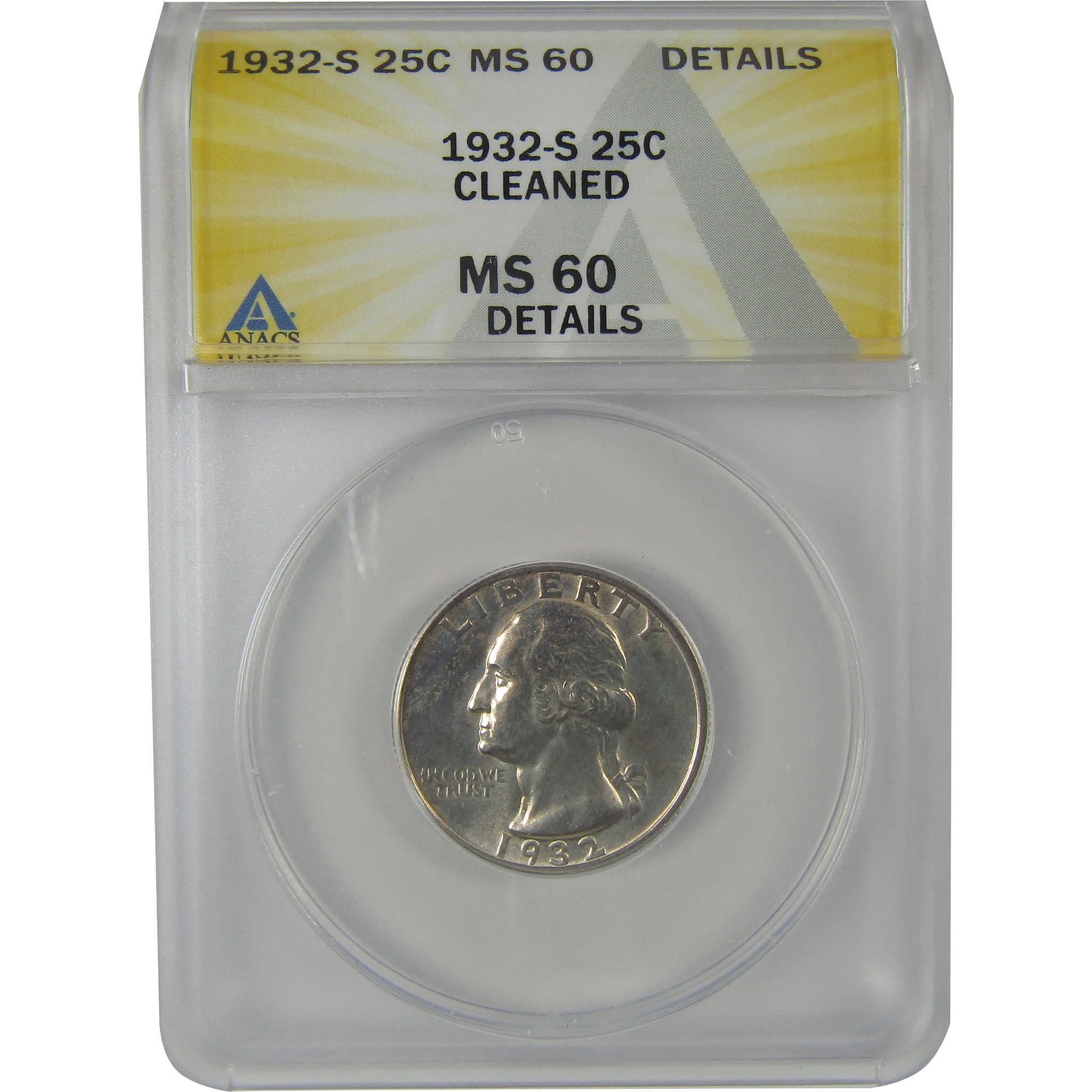 1932 S Washington Quarter MS 60 Details ANACS Silver SKU:I22968