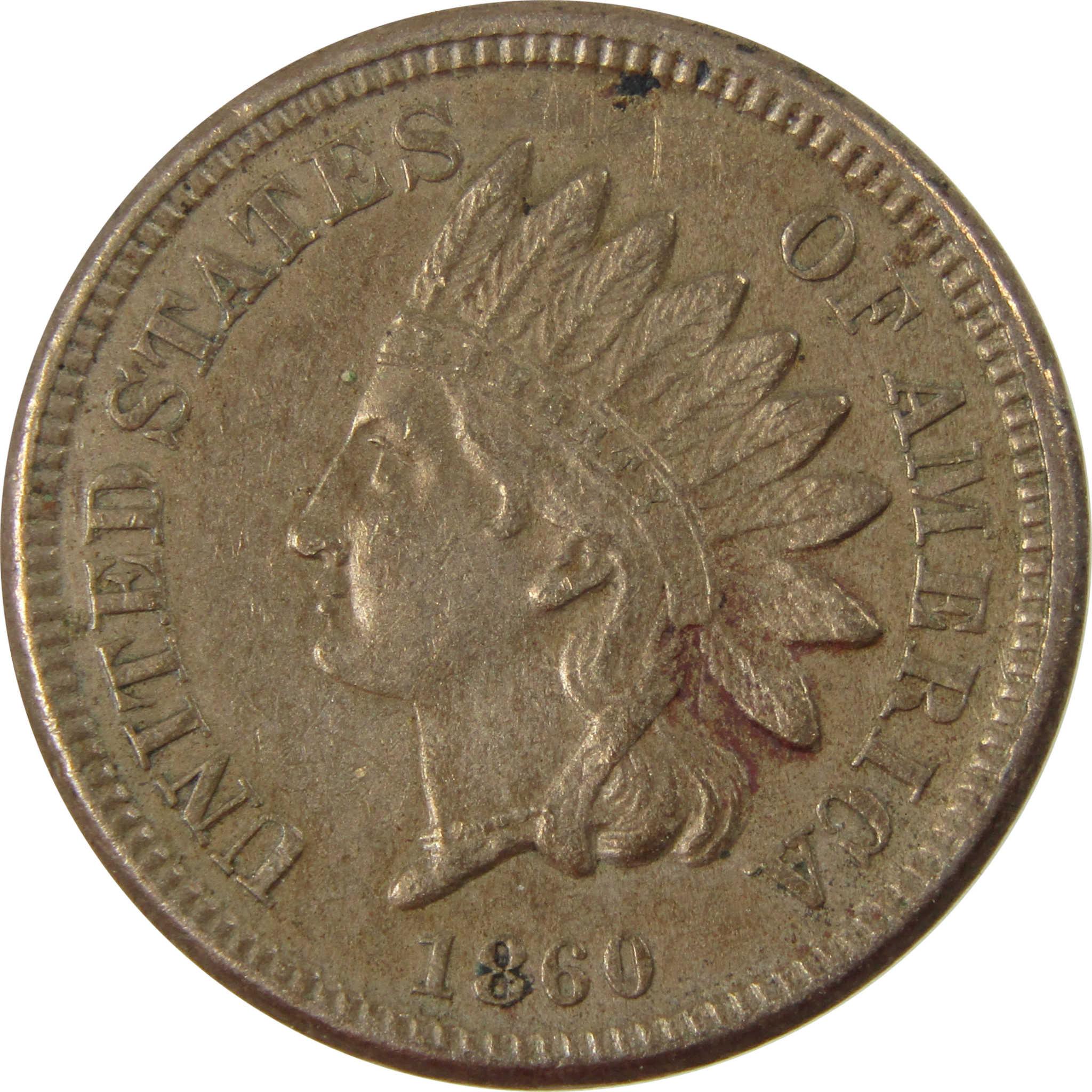 1860 Indian Head Cent XF EF Extremely Fine Details Penny SKU:CP1232