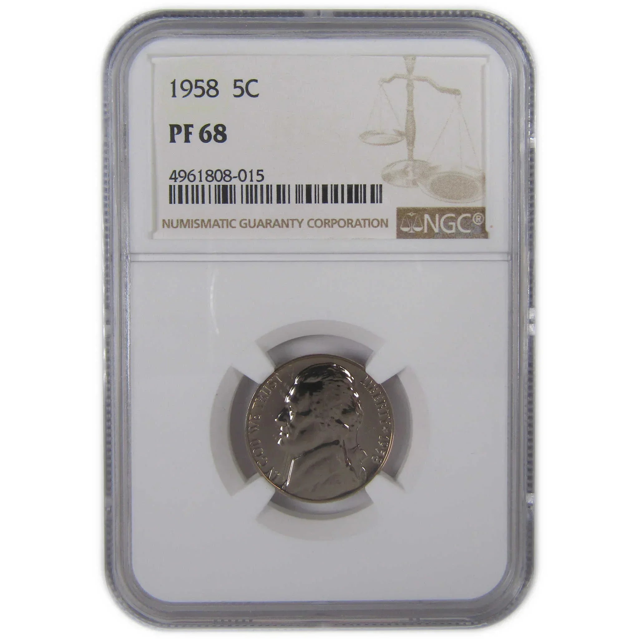 1958 Jefferson Nickel PF 68 NGC Proof 5c Coin SKU:CPC0145