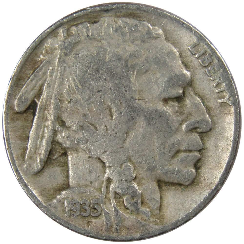 1935 D Indian Head Buffalo Nickel F Fine 5c Coin Collectible