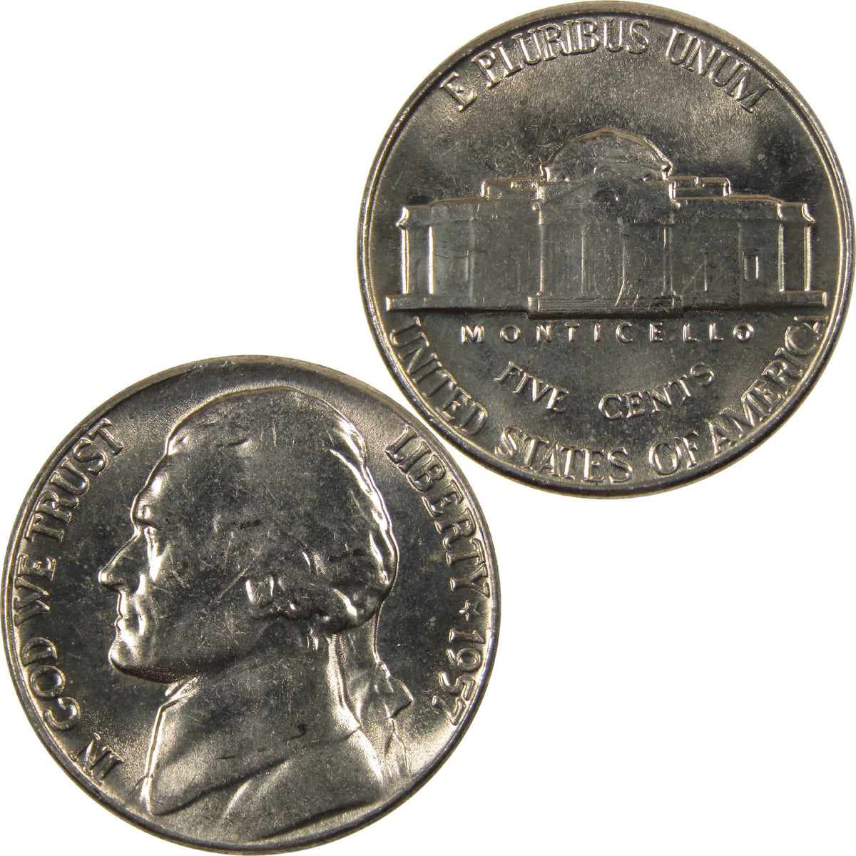 1957 Jefferson Nickel Uncirculated Mint State 5c Coin Collectible