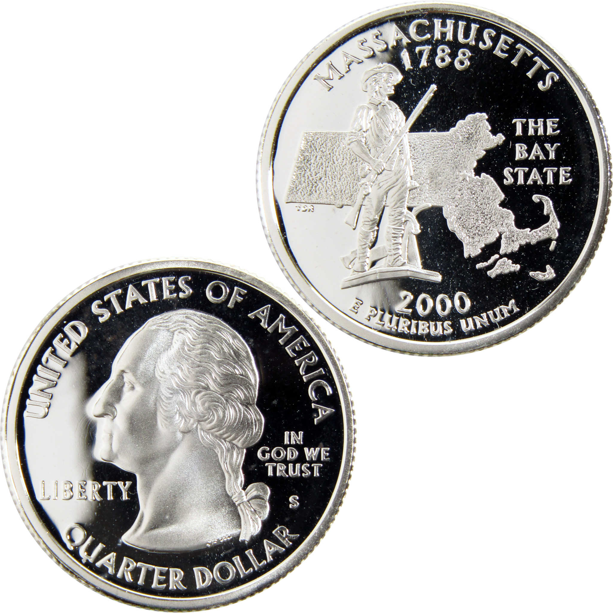 2000 S Massachusetts State Quarter Silver Proof 25c Coin