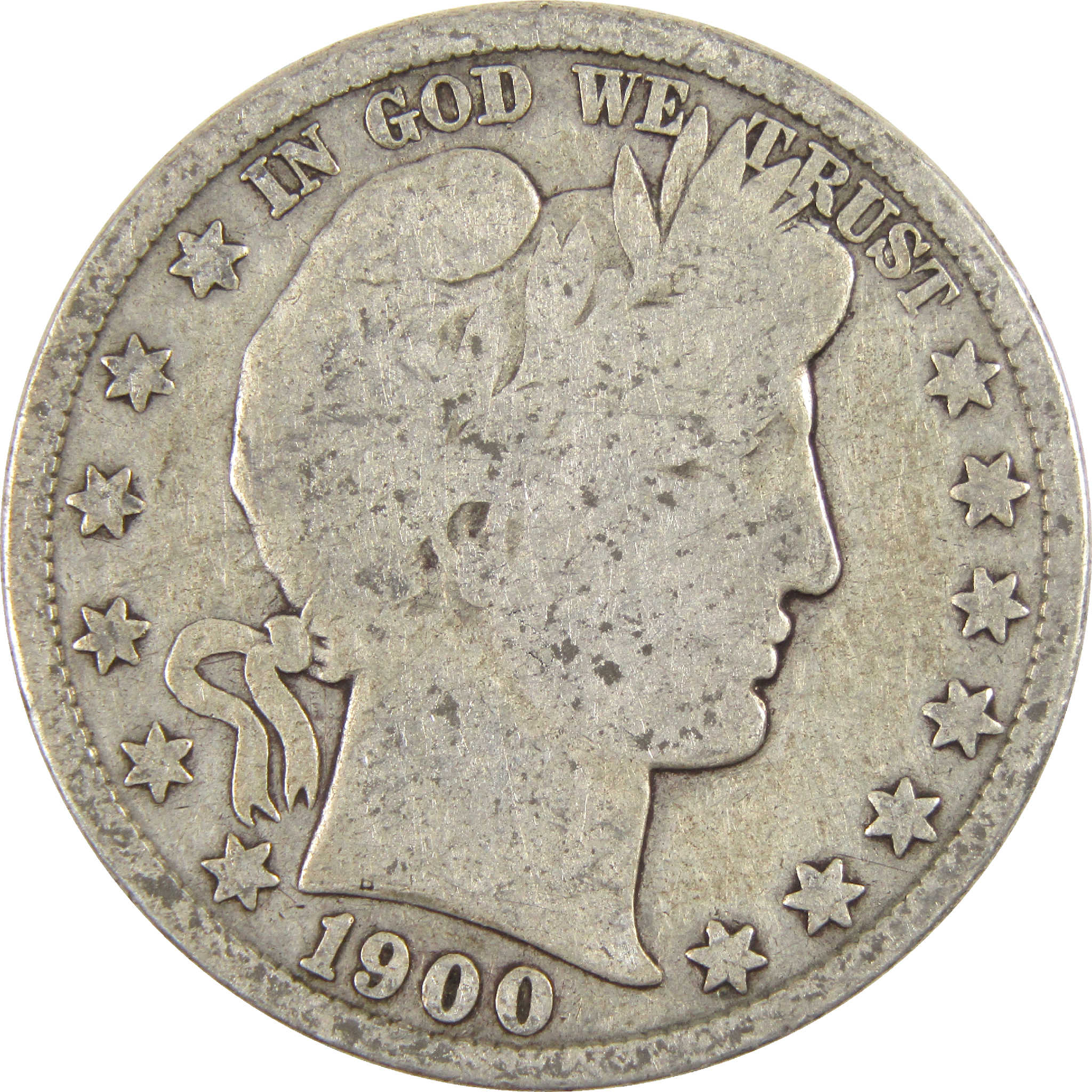 1900 Barber Half Dollar Circulated Silver 50c Coin Collectible