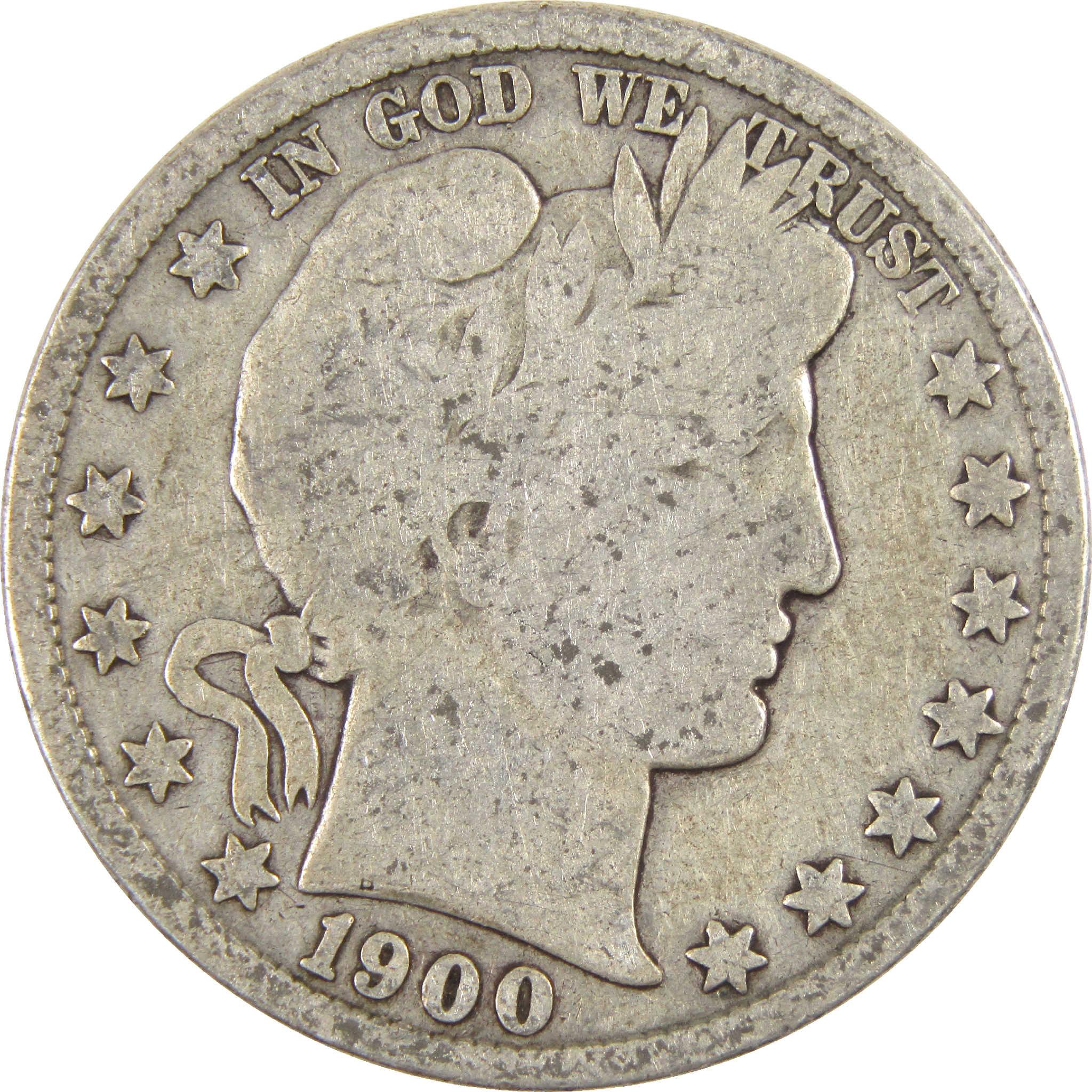 1900 Barber Half Dollar Circulated Silver 50c Coin Collectible