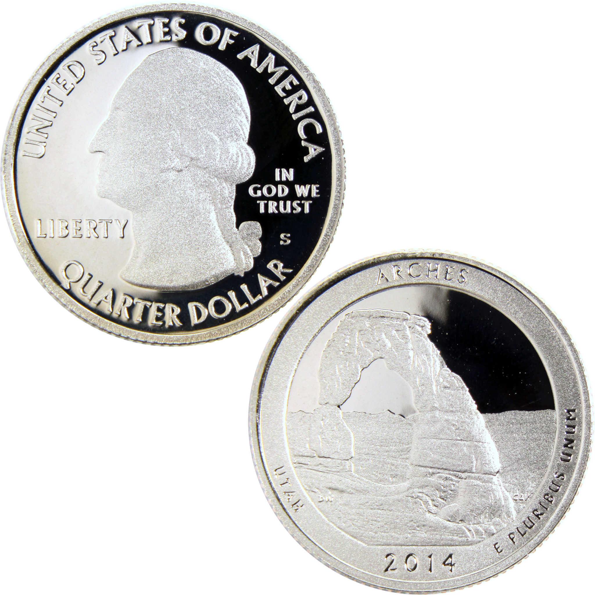 2014 Arches National Park Utah quarter dollar coin, proof finish, collectible coin