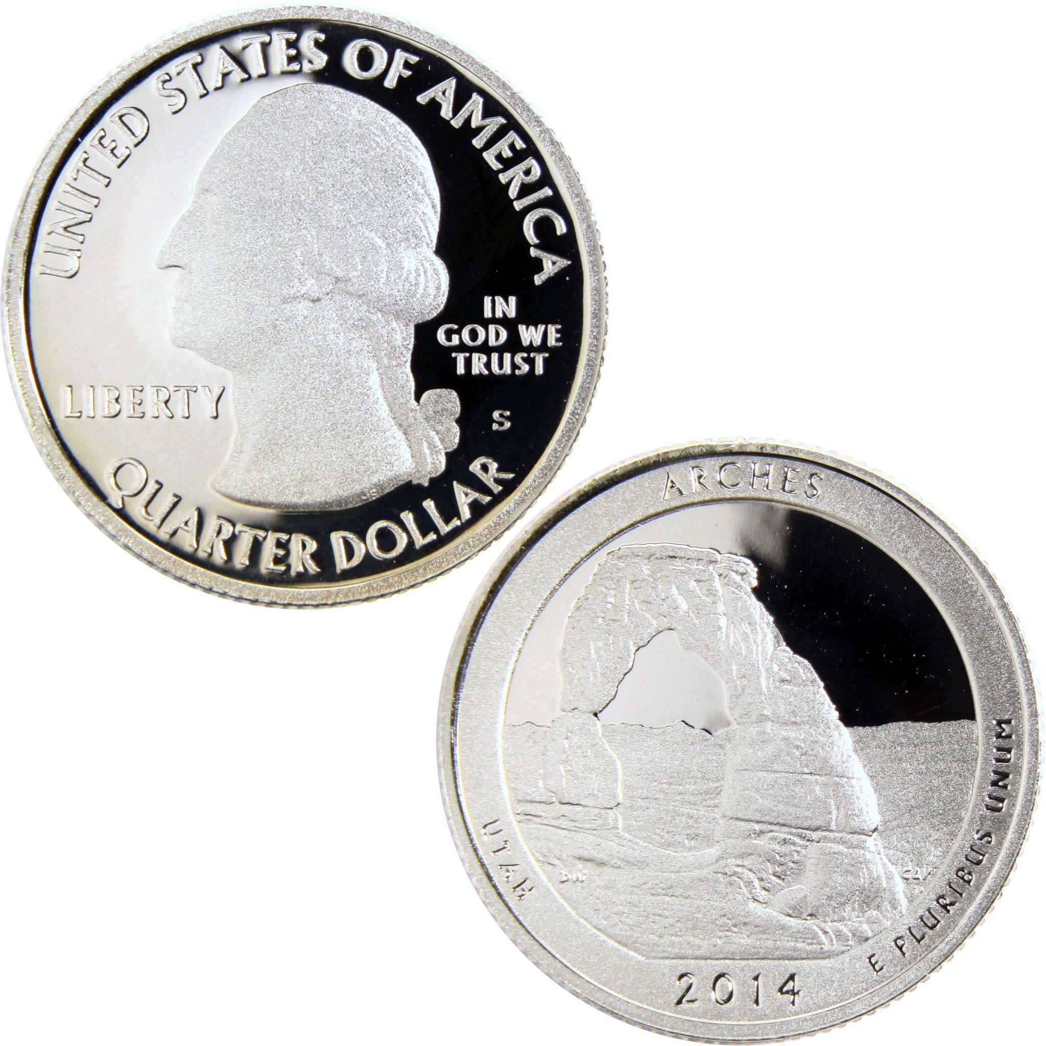 2014 Arches National Park Utah quarter dollar coin, proof finish, collectible coin