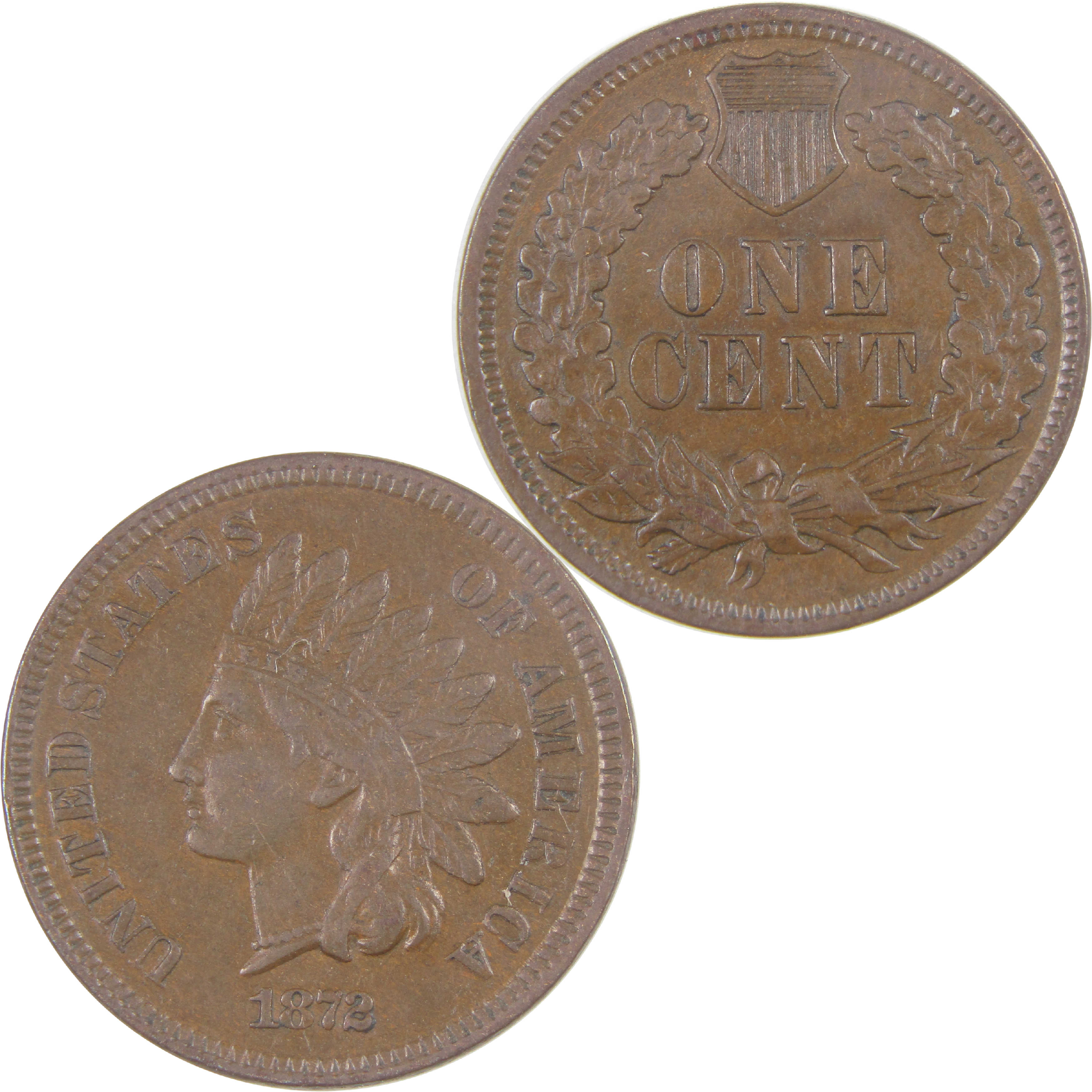 1872 Indian Head Cent XF EF Extremely Fine Penny 1c Coin SKU:I16987