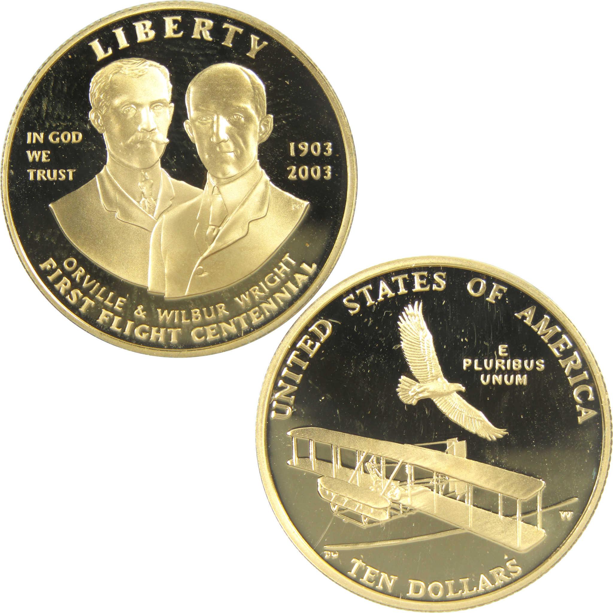2003 W First Flight Centennial Commemorative Gold Proof $10 Coin