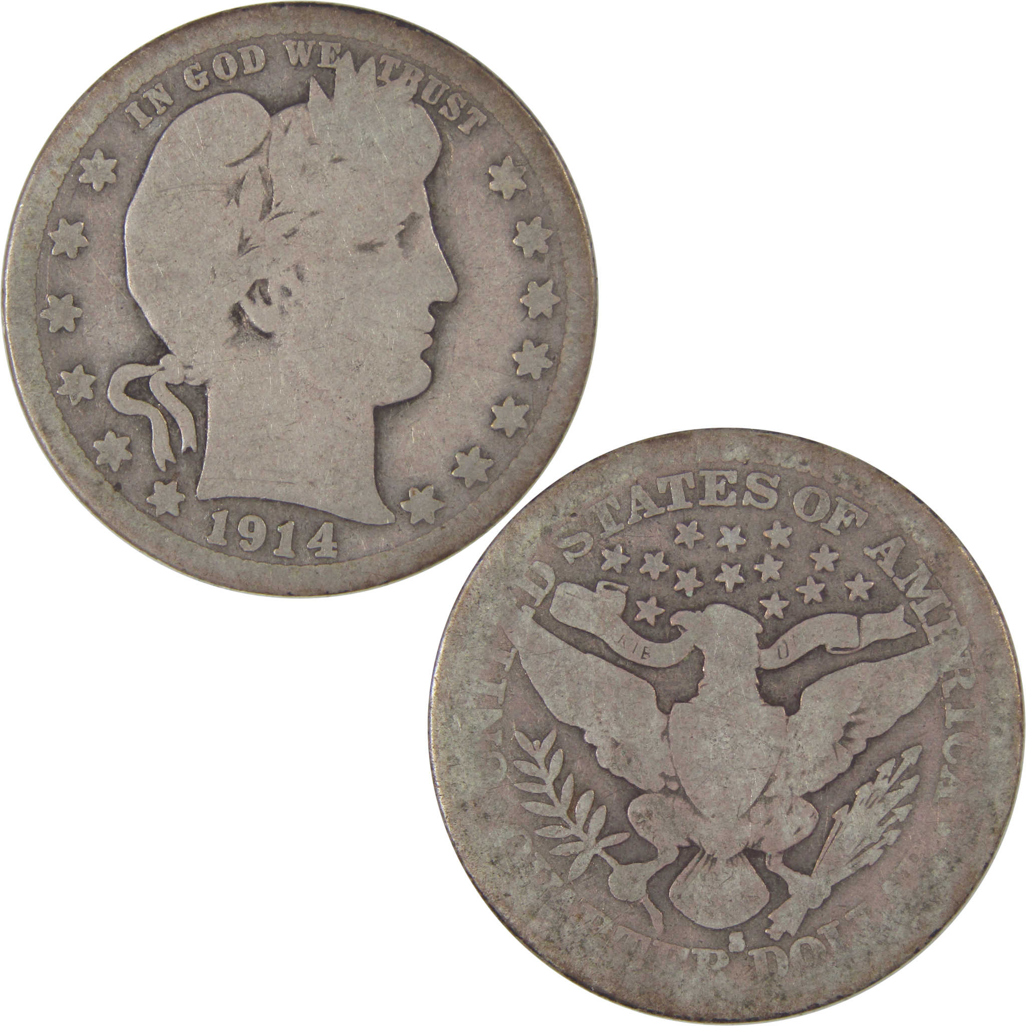 1914 S Barber Quarter AG About Good Silver 25c Coin SKU:I17627