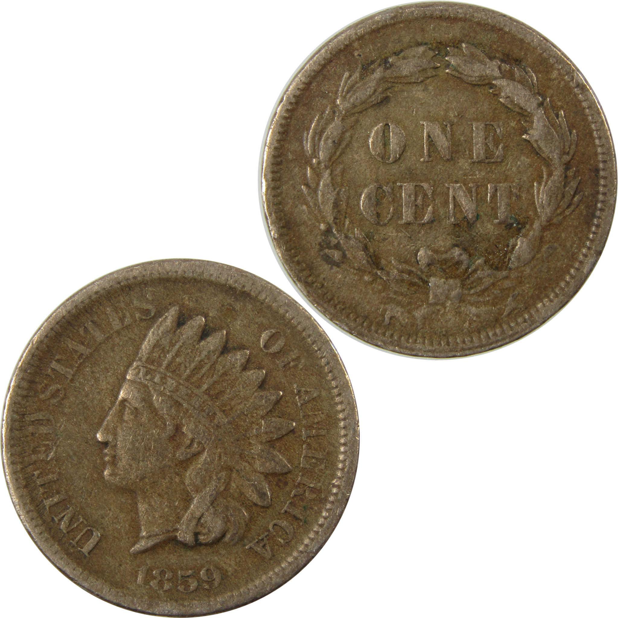 1859 Indian Head Cent VF Very Fine Penny 1c Coin SKU:CP1292