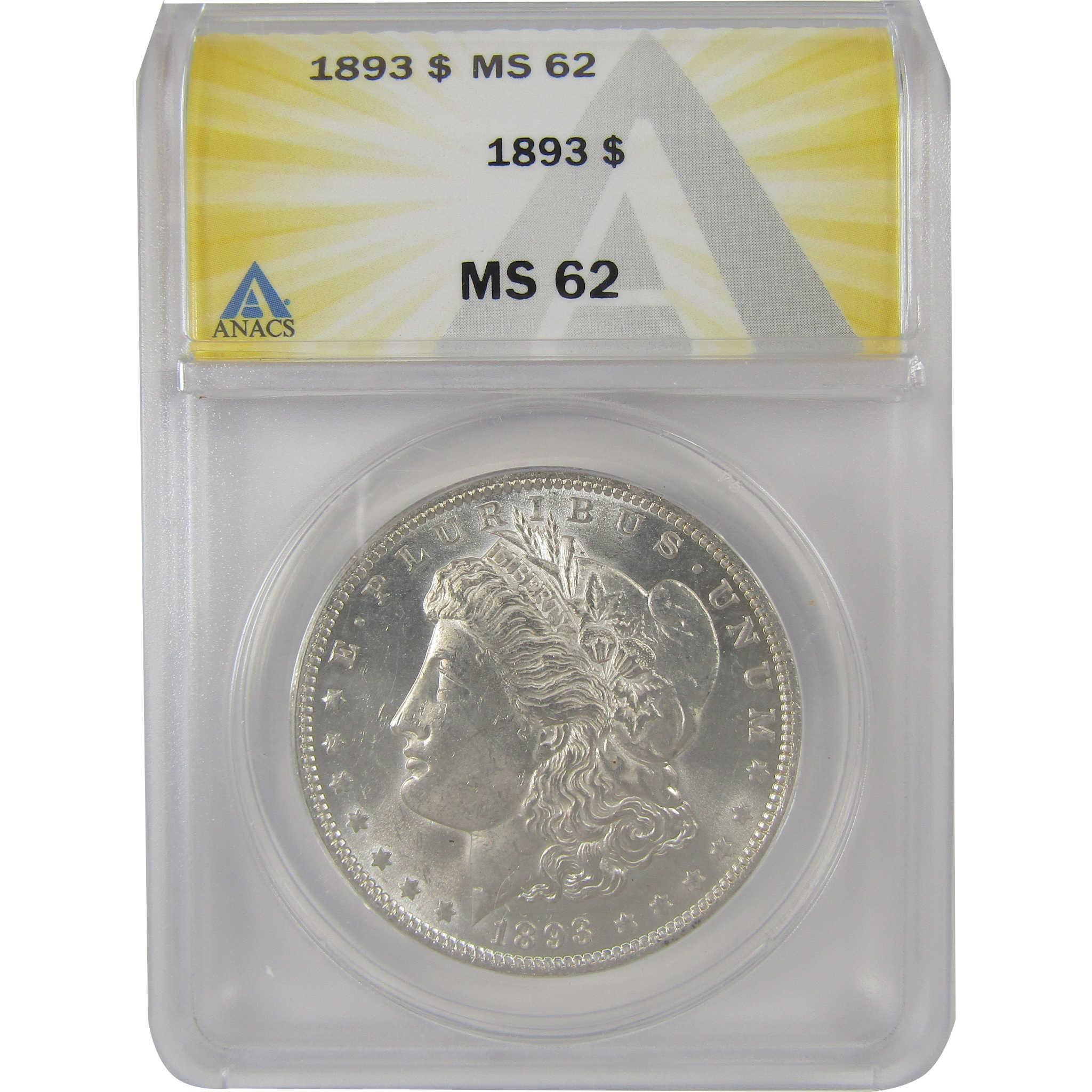 1893 Morgan Silver Dollar MS 62 ANACS Uncirculated $1 Coin SKU:I25058 - Morgan coin - Morgan silver dollar - Morgan silver dollar for sale - Profile Coins & Collectibles