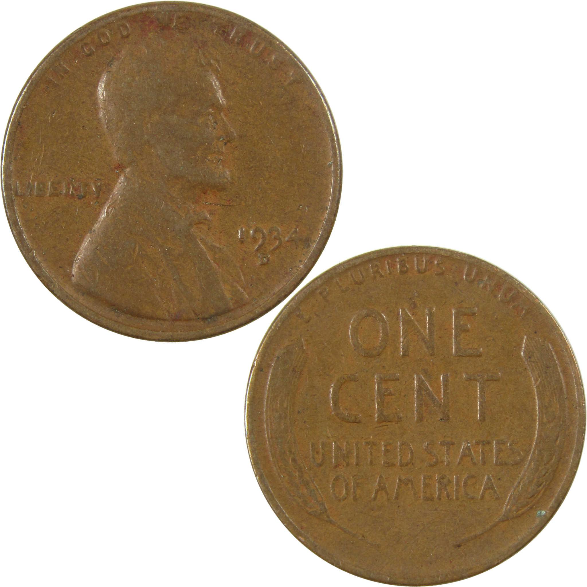 1934 D Lincoln Wheat Cent F Fine Penny 1c Coin Collectible SKU:I26789