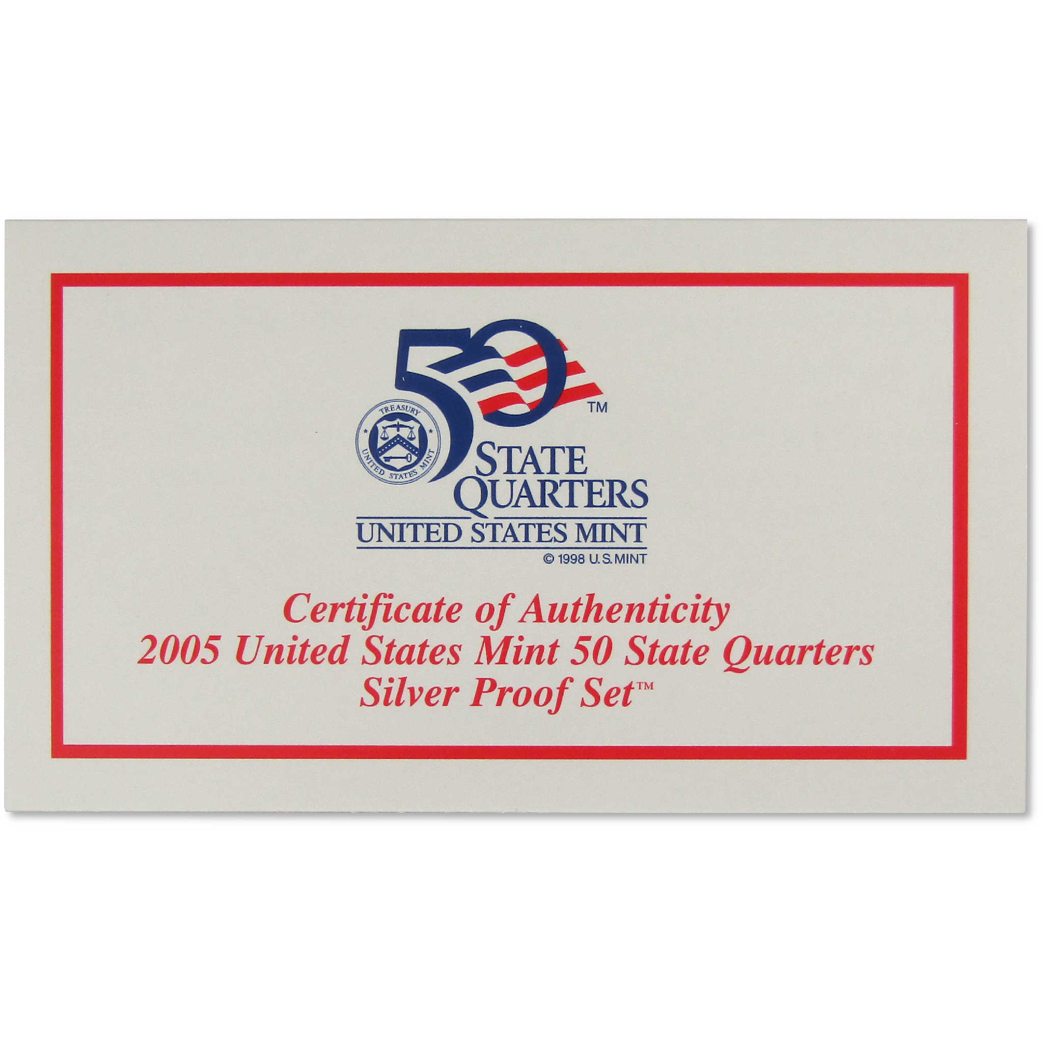 2005 State Quarter Silver Proof Set U.S. Mint Packaging OGP COA