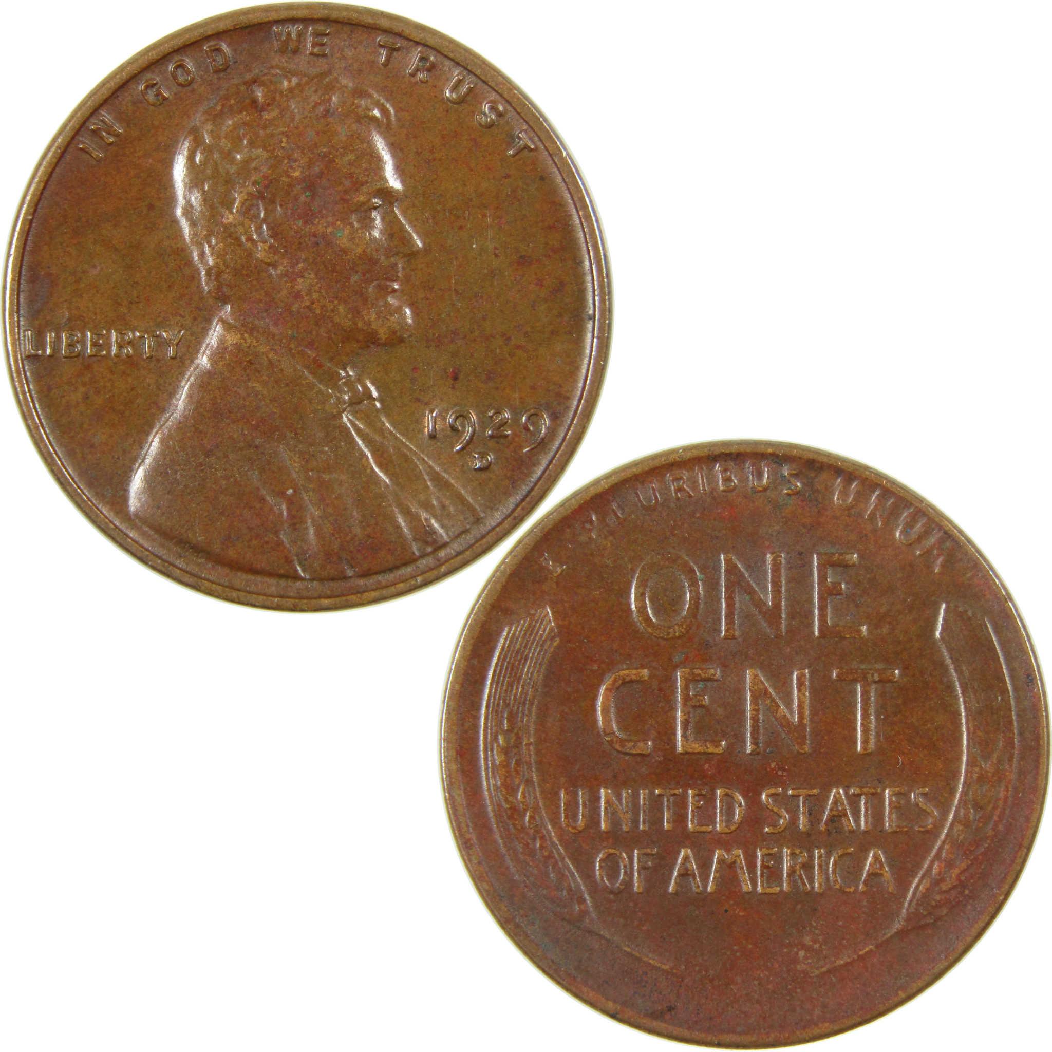 1929 D Lincoln Wheat Cent Borderline Uncirculated Details SKU:I27262