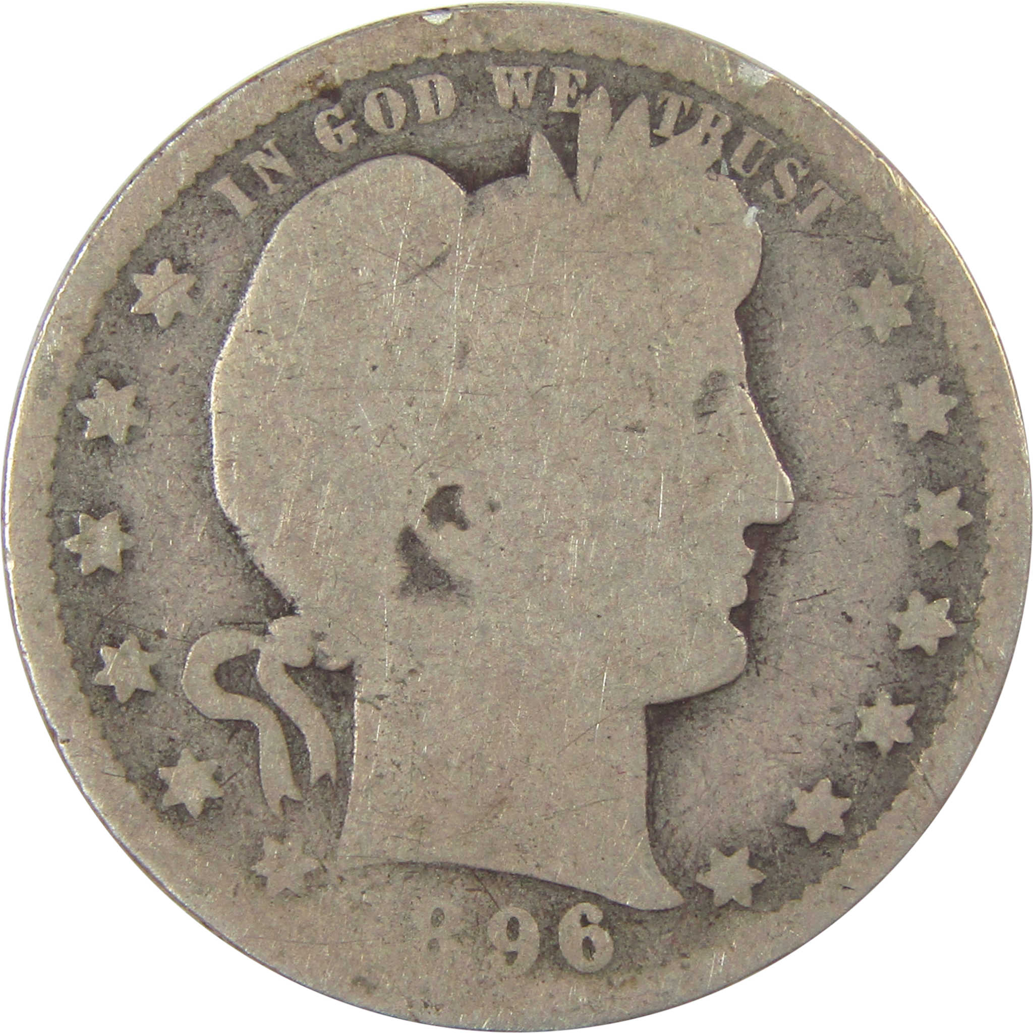 1896 O Barber Quarter AG About Good Silver 25c Coin SKU:I21875