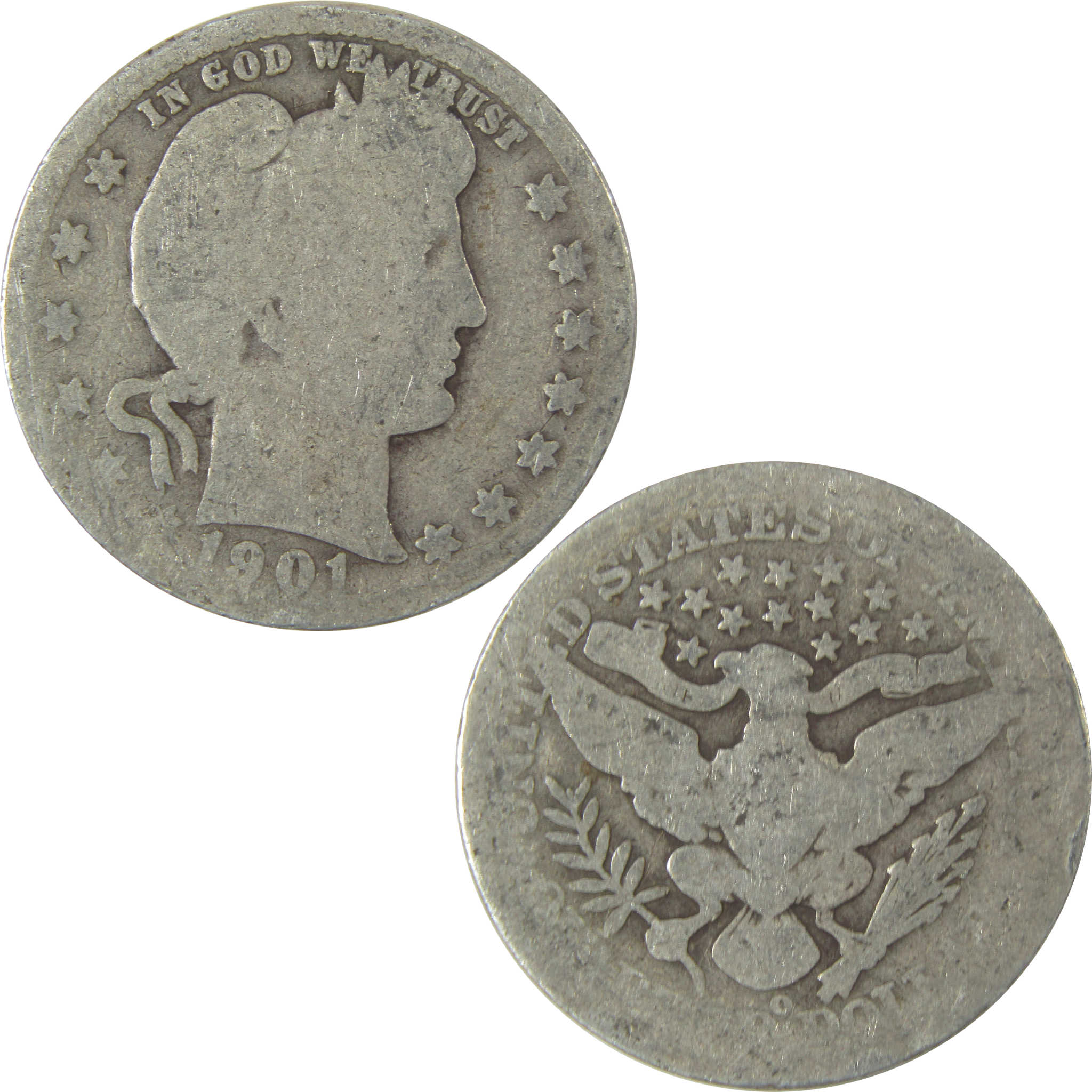 1901 O Barber Quarter AG About Good Silver 25c Coin SKU:I19797