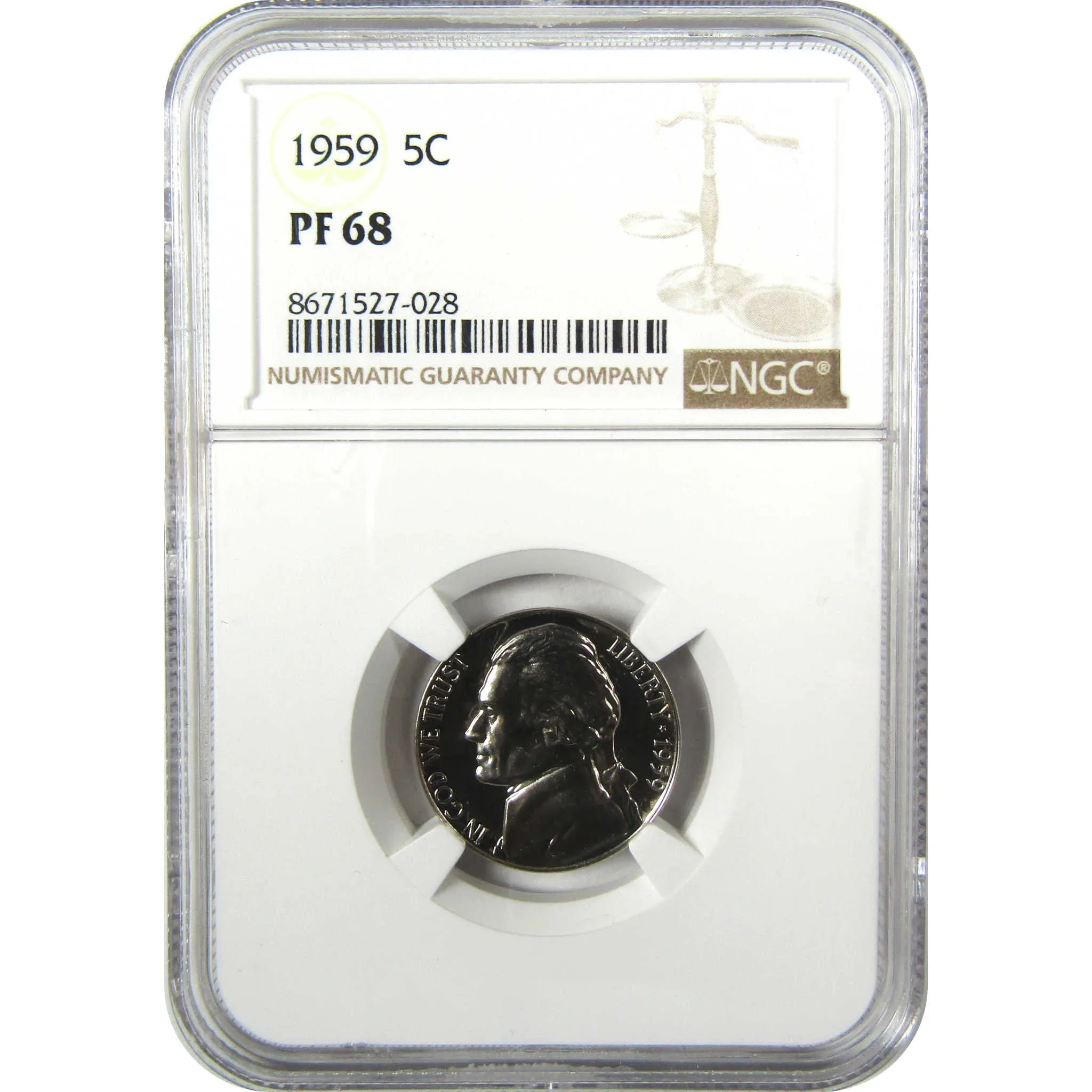 1959 Jefferson Nickel PF 68 NGC Proof 5c Coin Collectible SKU:I27322