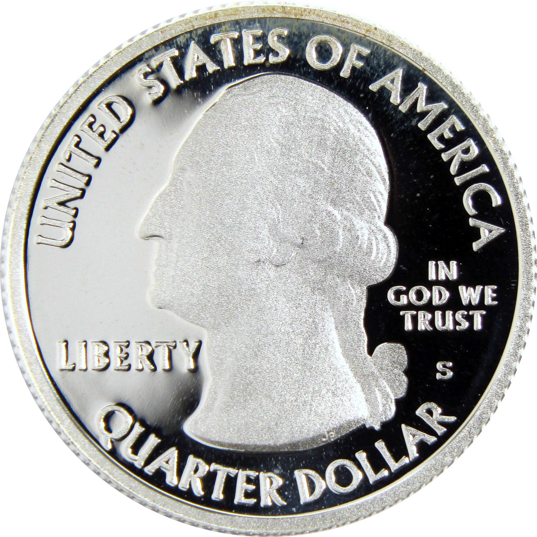 United States quarter dollar coin with George Washington profile, proof finish