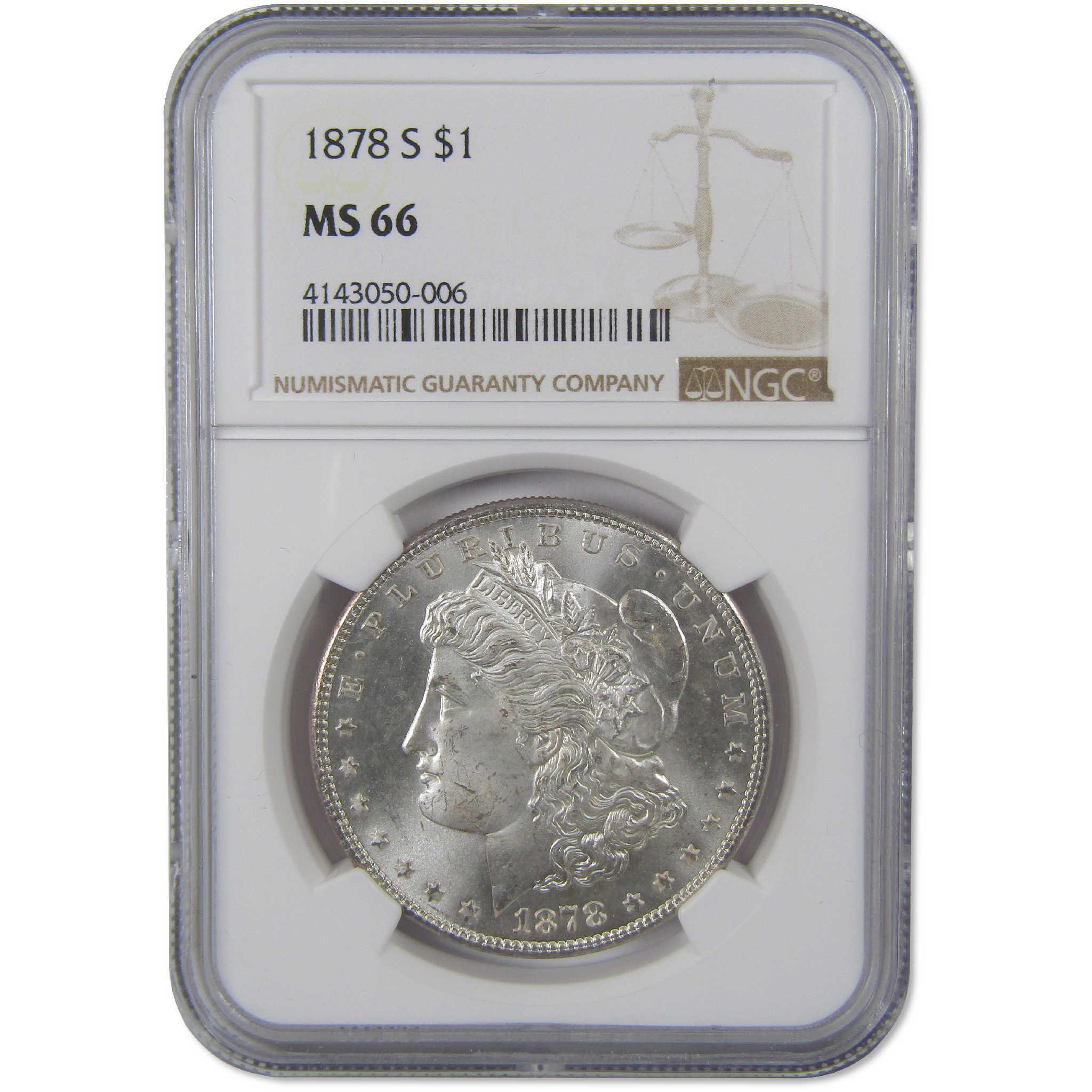 1878 S Morgan Silver Dollar MS 66 NGC Uncirculated $1 Coin Collectible - Morgan coin - Morgan silver dollar - Morgan silver dollar for sale - Profile Coins & Collectibles