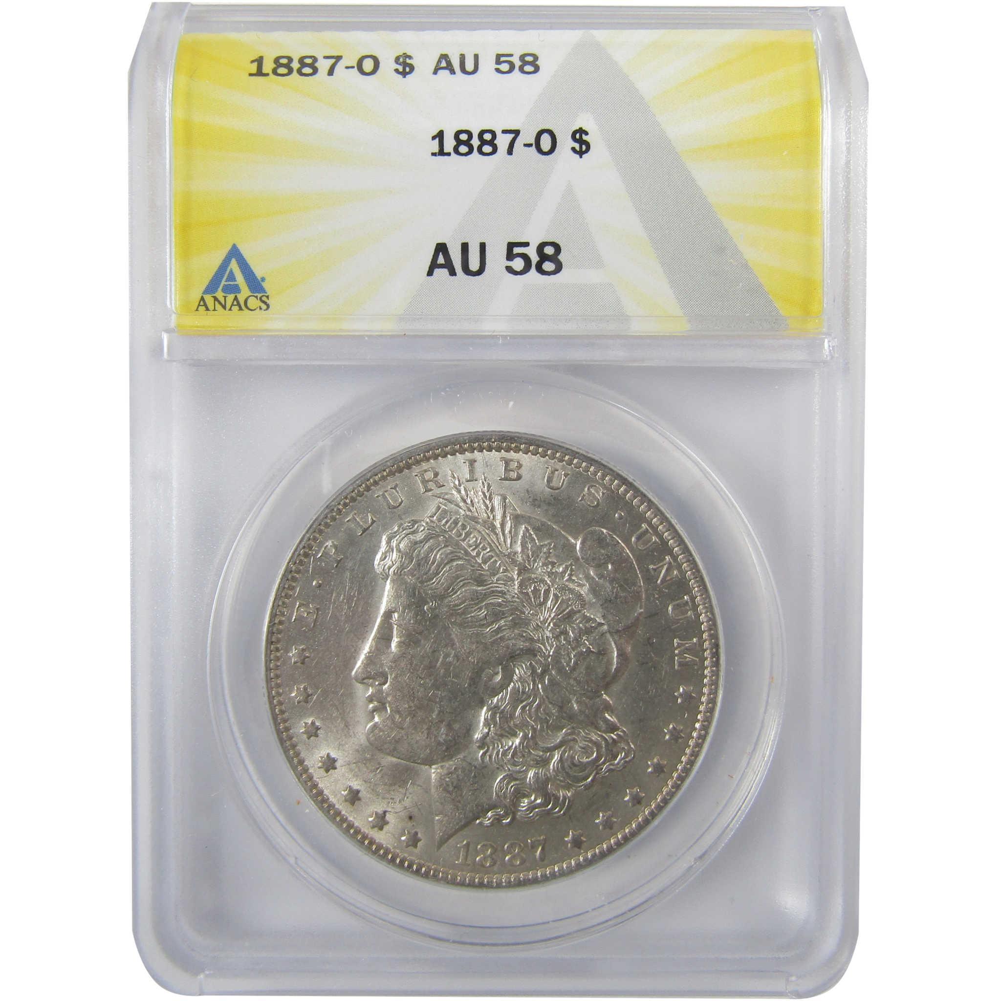 1887 O Morgan Silver Dollar AU 58 ANACS $1 Coin Collectible SKU:I25636 - Morgan coin - Morgan silver dollar - Morgan silver dollar for sale - Profile Coins & Collectibles