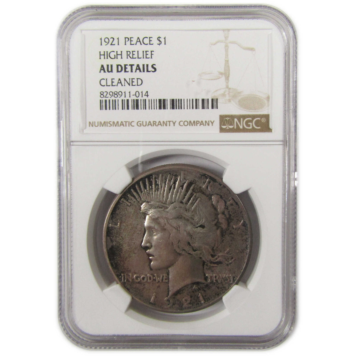 1921 High Relief Peace Silver Dollar AU Details NGC $1 Coin SKU:I29304